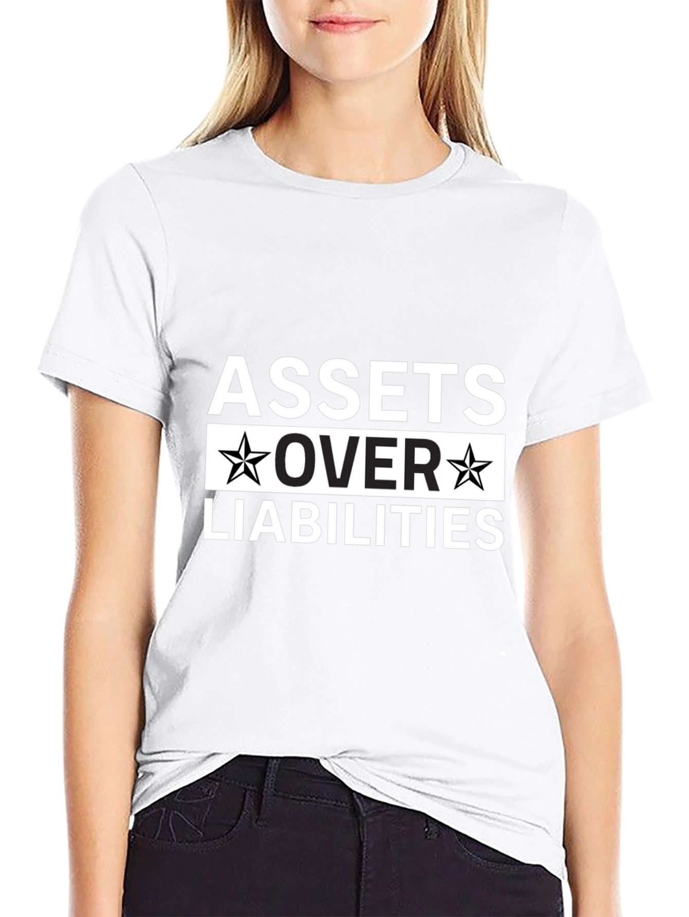 Black Assets Over Liabilities Black Graphic T-Shirt view 9