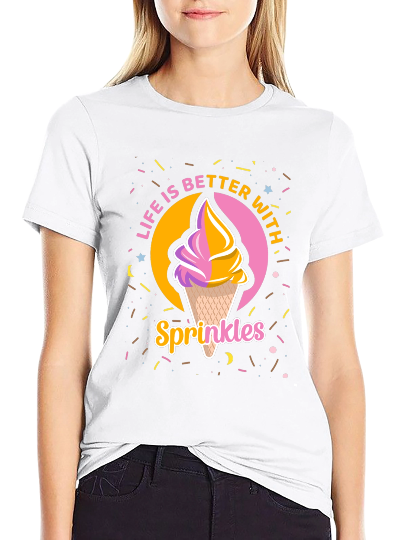 Black Life is Better with Sprinkles Black T-Shirt view 9