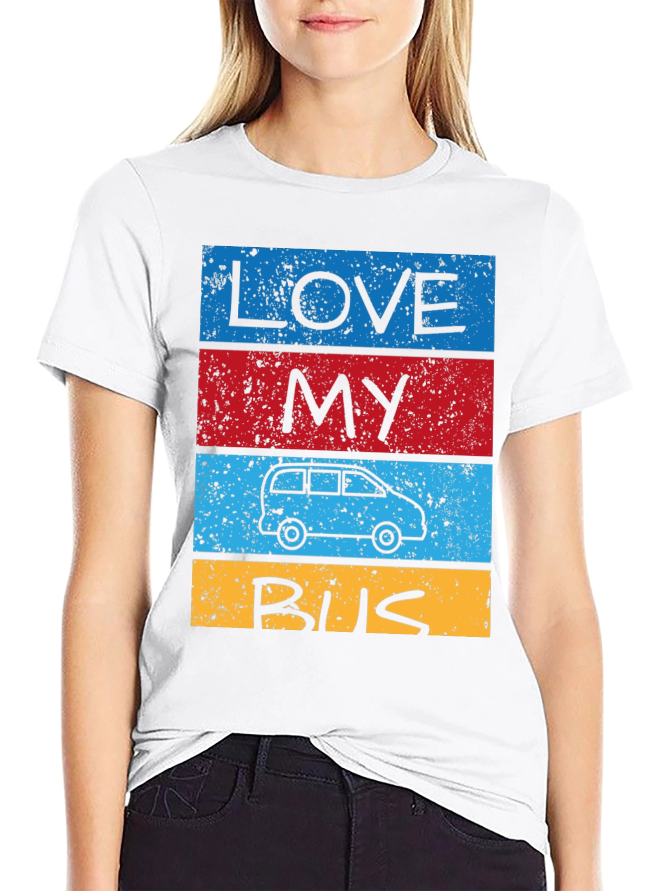 Black Love My Bus T-Shirt - Retro Van Design view 9