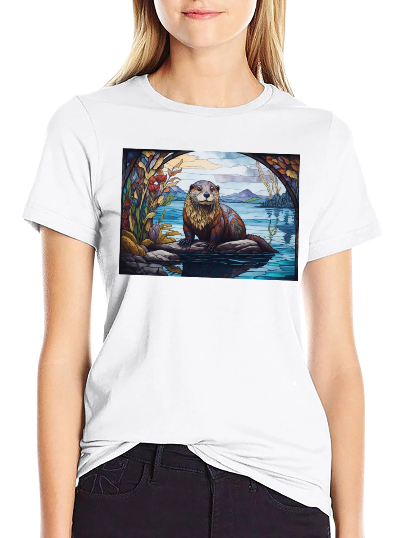 Black Otter Graphic Tee - Nature Lover's T-Shirt view 9
