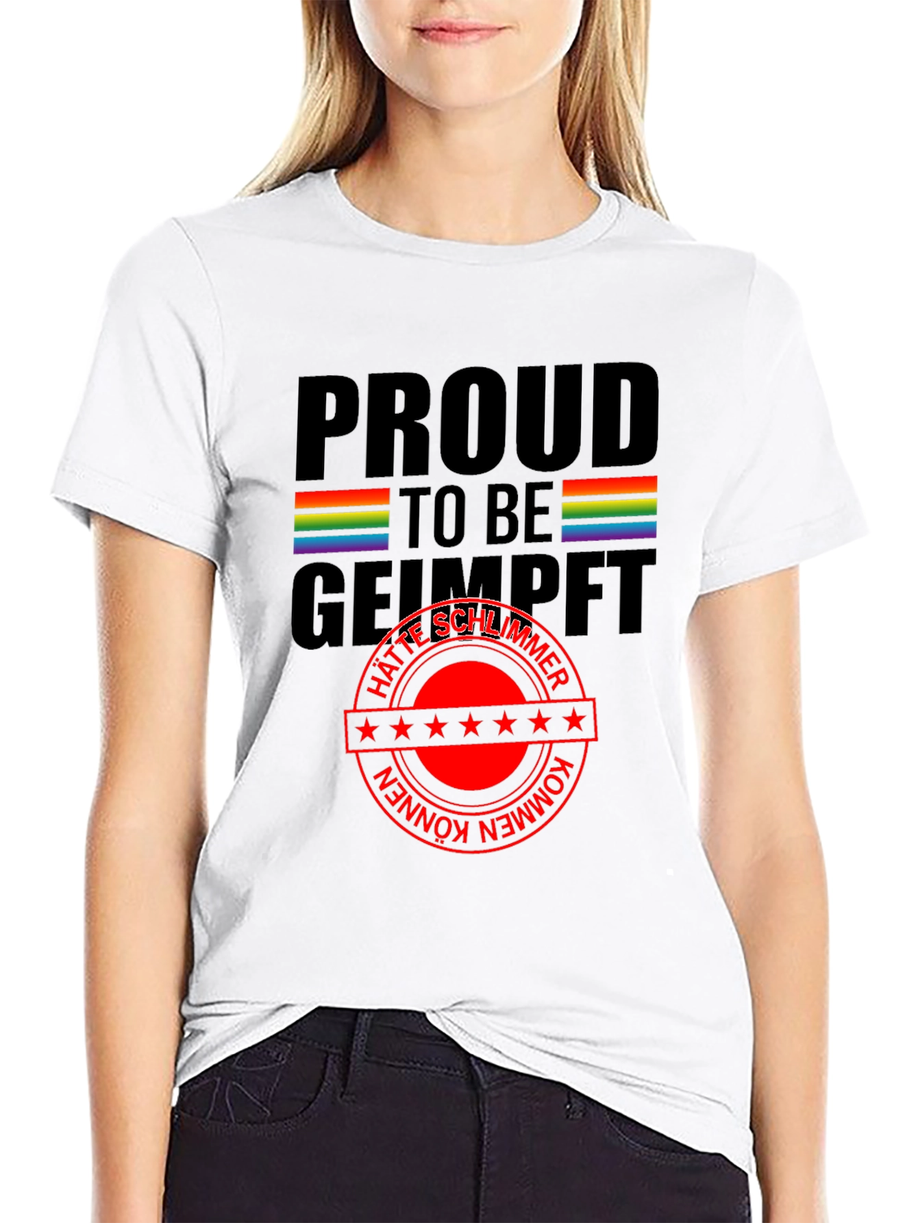 Black Proud to be Geimpft T-Shirt view 9