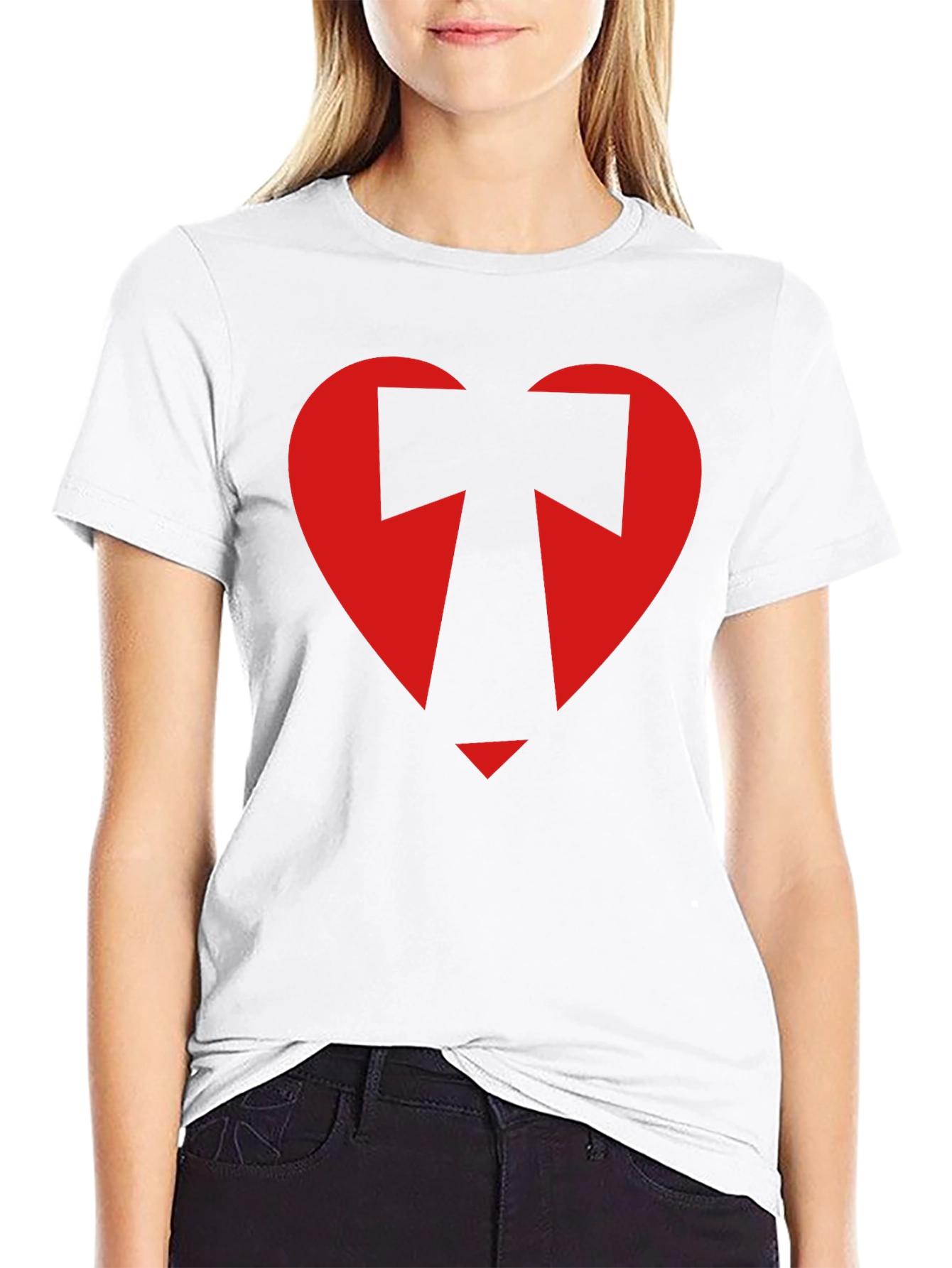 Black Geometric Heart Graphic Tee - Black view 9