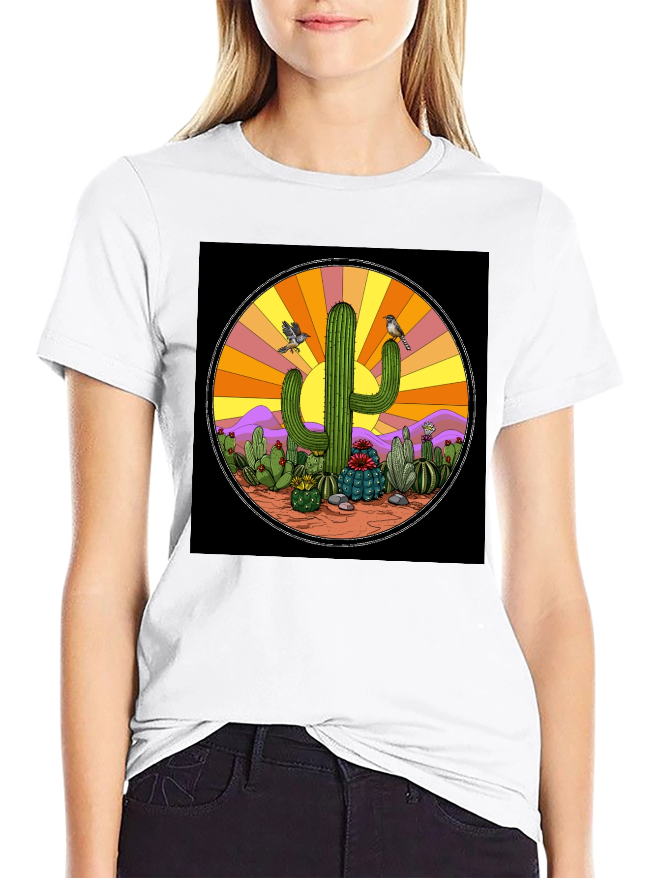 Black Cactus Desert Graphic T-Shirt view 9