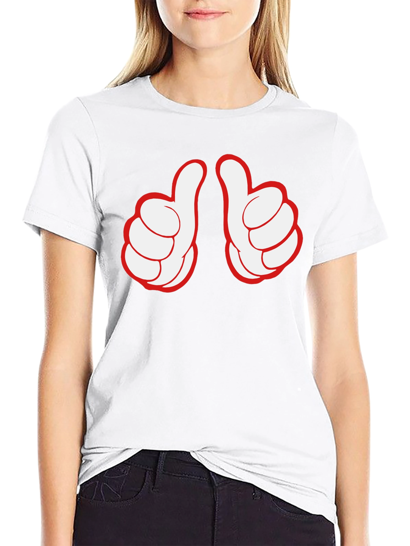 Black Thumbs Up Graphic Tee - Black Crew Neck view 9