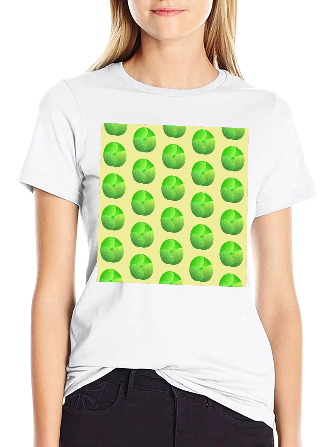 Black Cabbage Pattern T-Shirt view 9