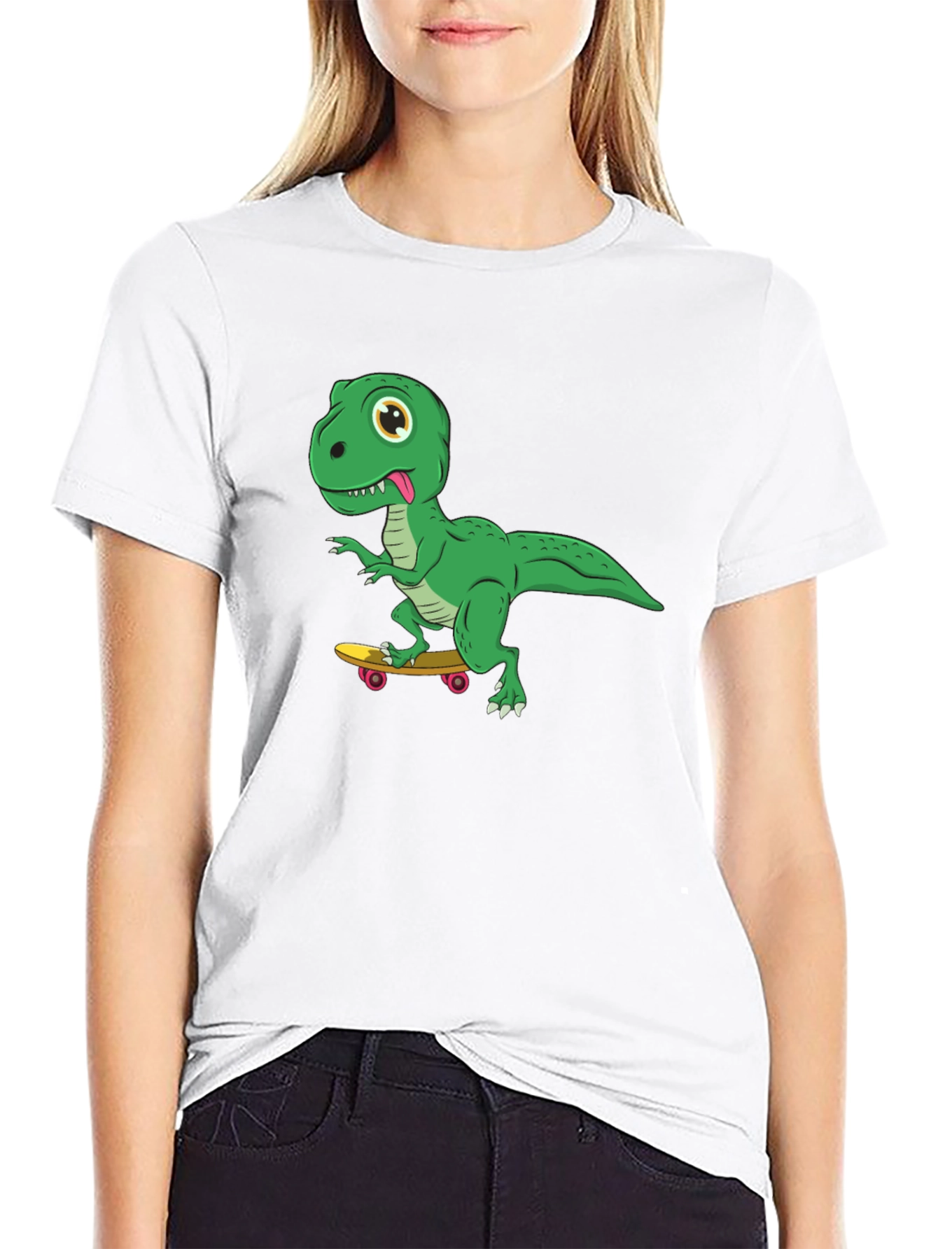 Black Skateboarding Dinosaur Graphic Tee view 9