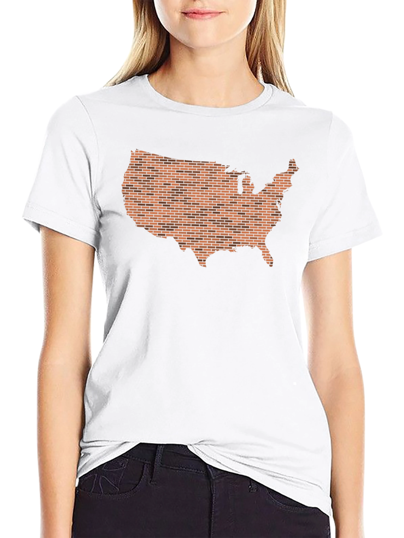 Black USA Brick Design T-Shirt - Black Graphic Tee view 9