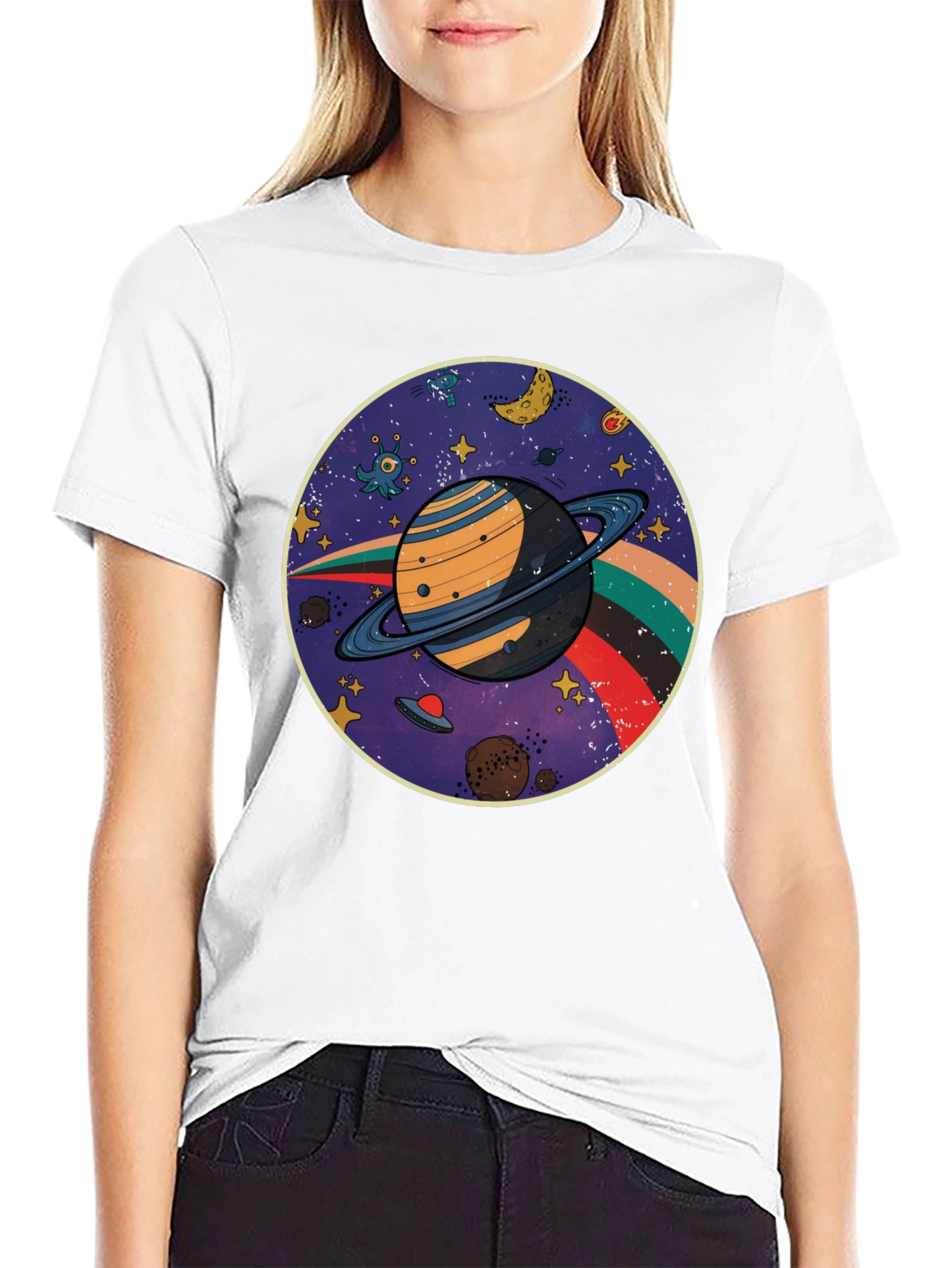 Black Retro Planet T-Shirt view 9