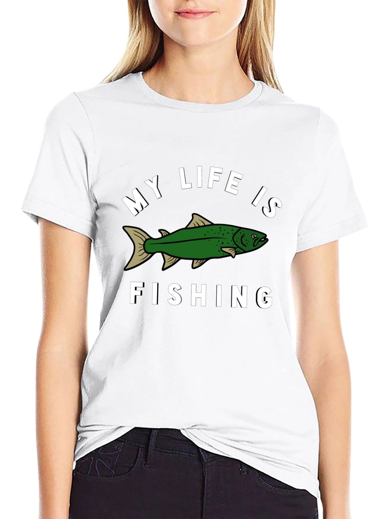 Black My Life Is Fishing Graphic Tee view 9