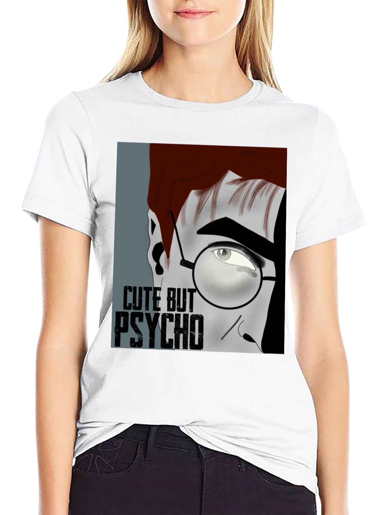 Black Cute But Psycho Graphic T-Shirt view 9