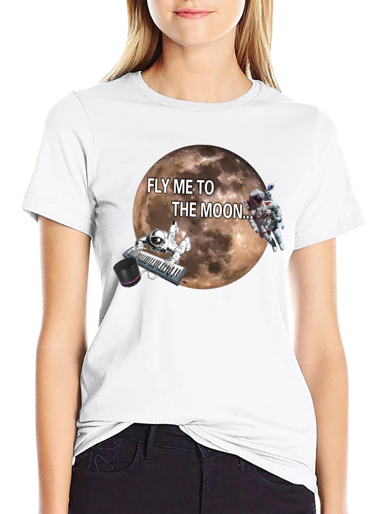 Black Fly Me To The Moon Graphic T-Shirt view 9