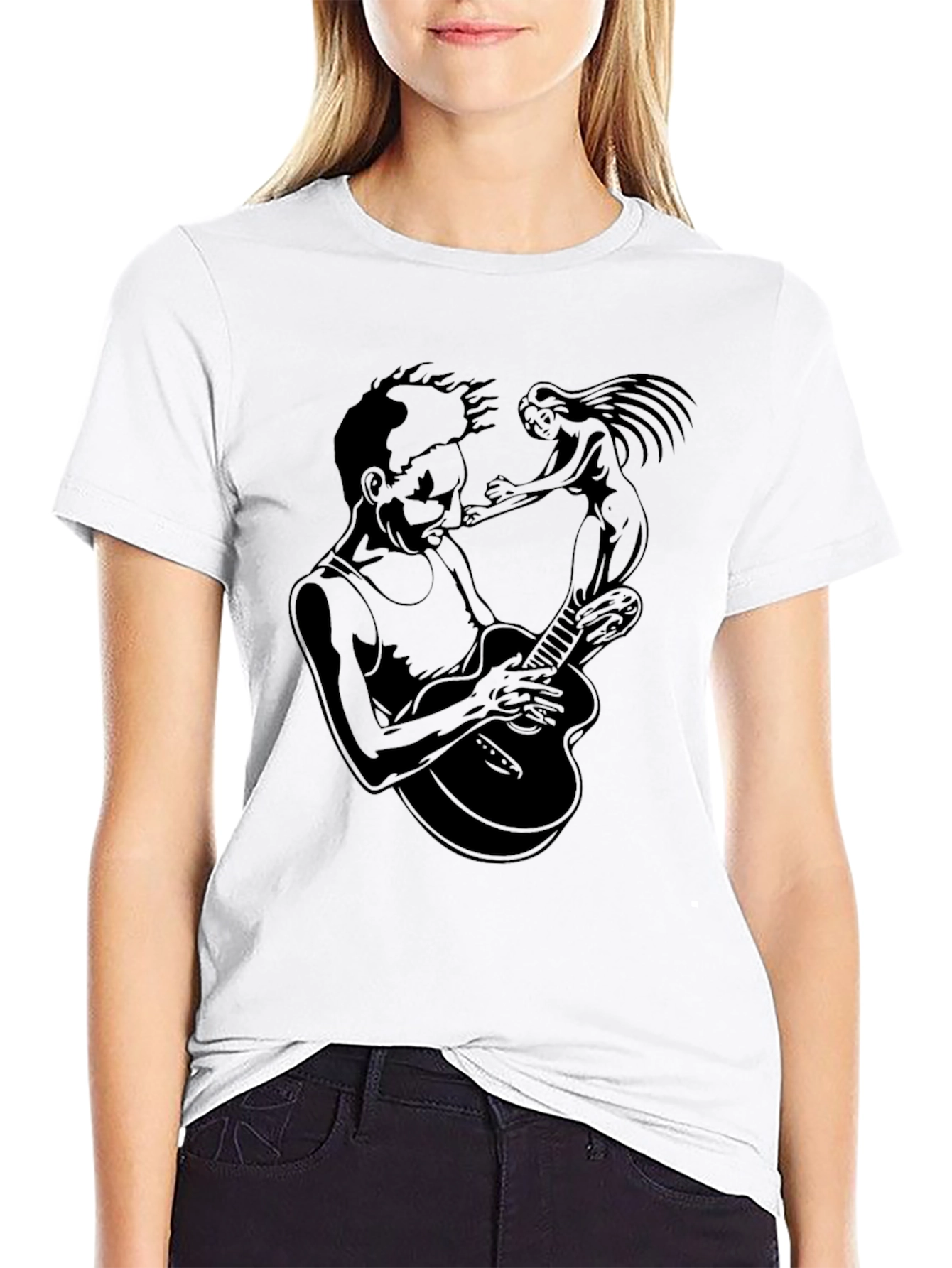 Black Guitarist & Muse Graphic Tee - Black view 9
