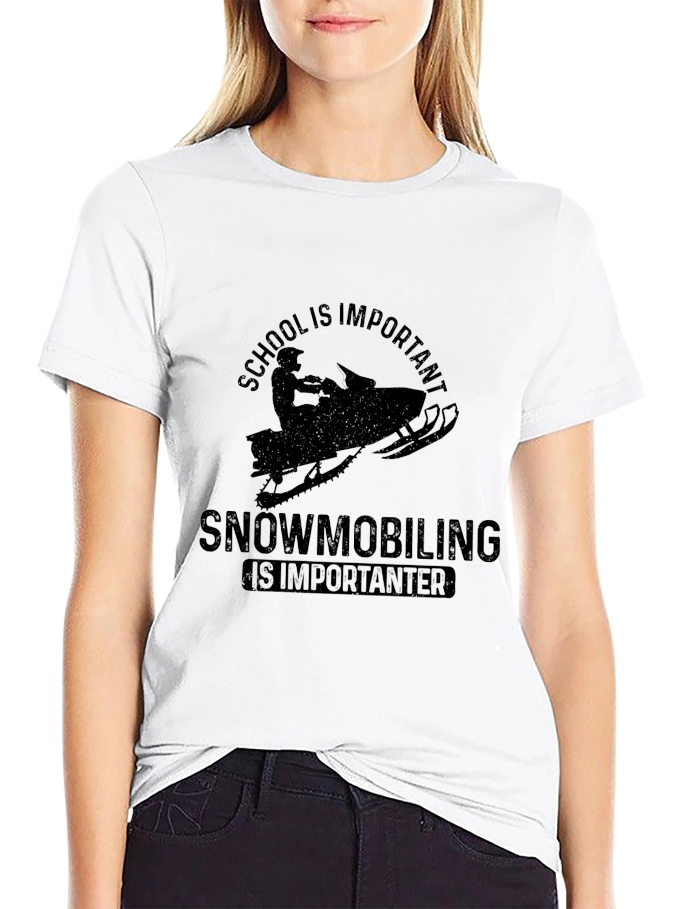 Black Snowmobiling Is Importanter T-Shirt view 9