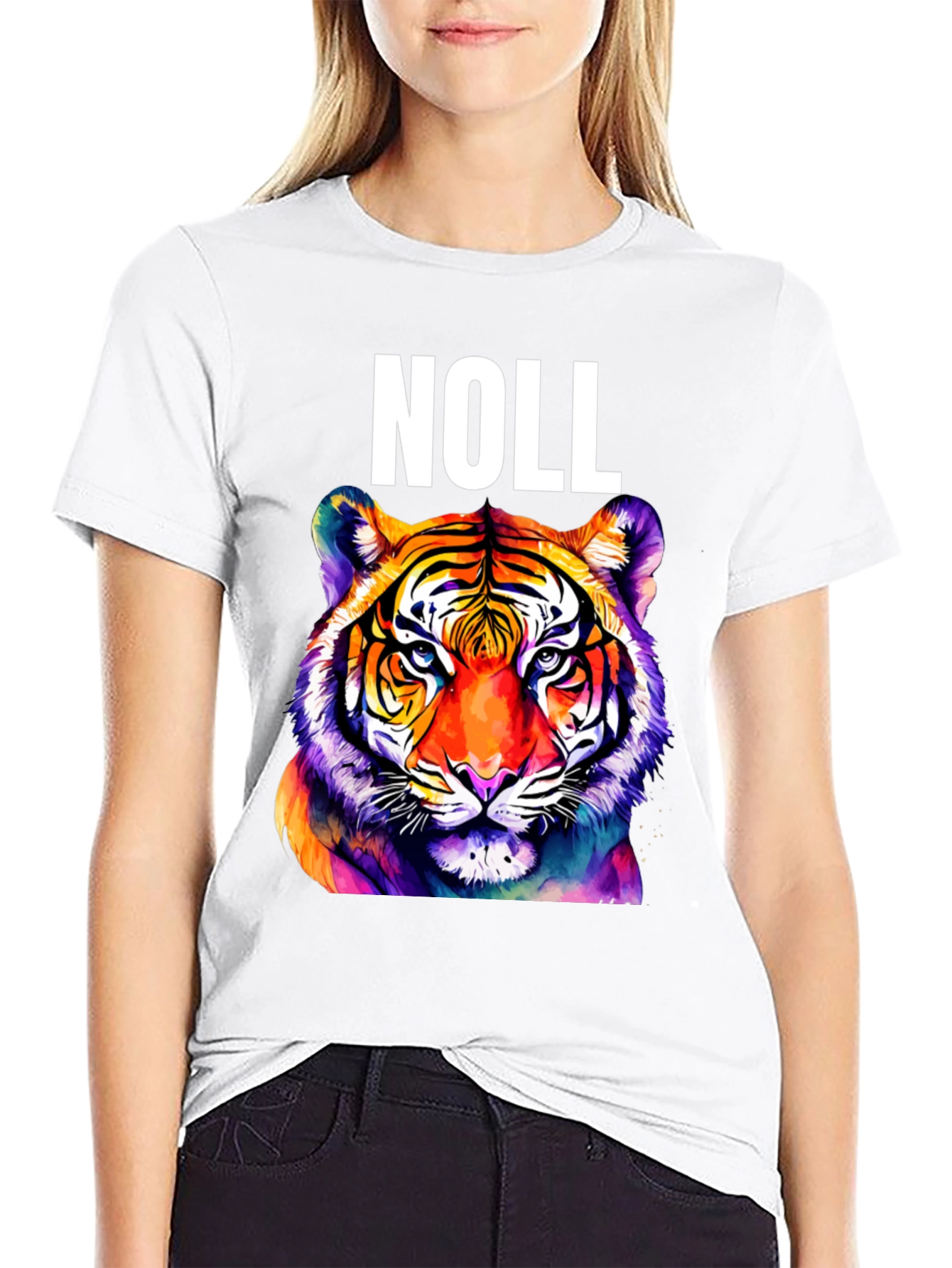 Black Noll Tiger Graphic T-Shirt - Vibrant Colorful Animal Tee view 9