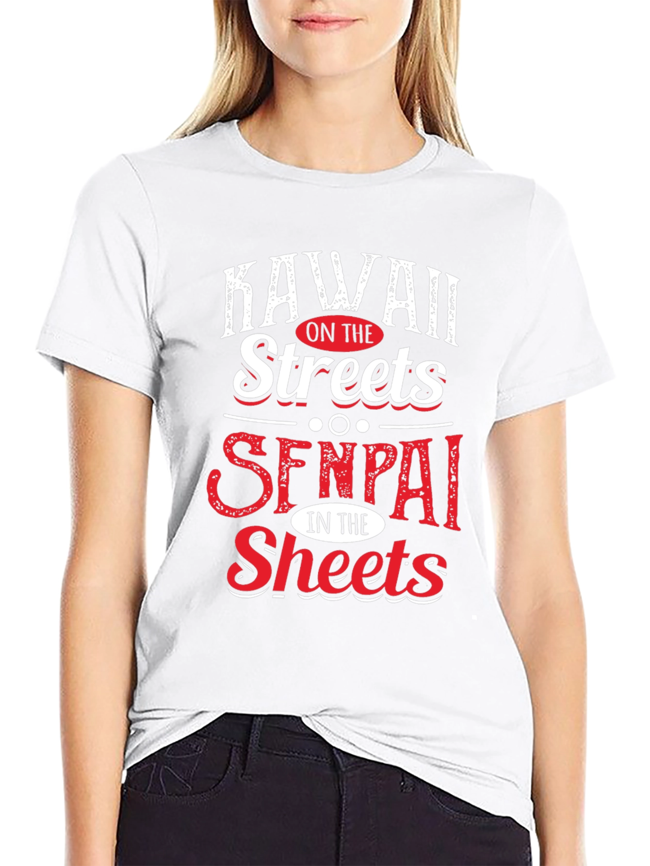 Black Kawaii on the Streets Senpai in the Sheets T-Shirt view 9