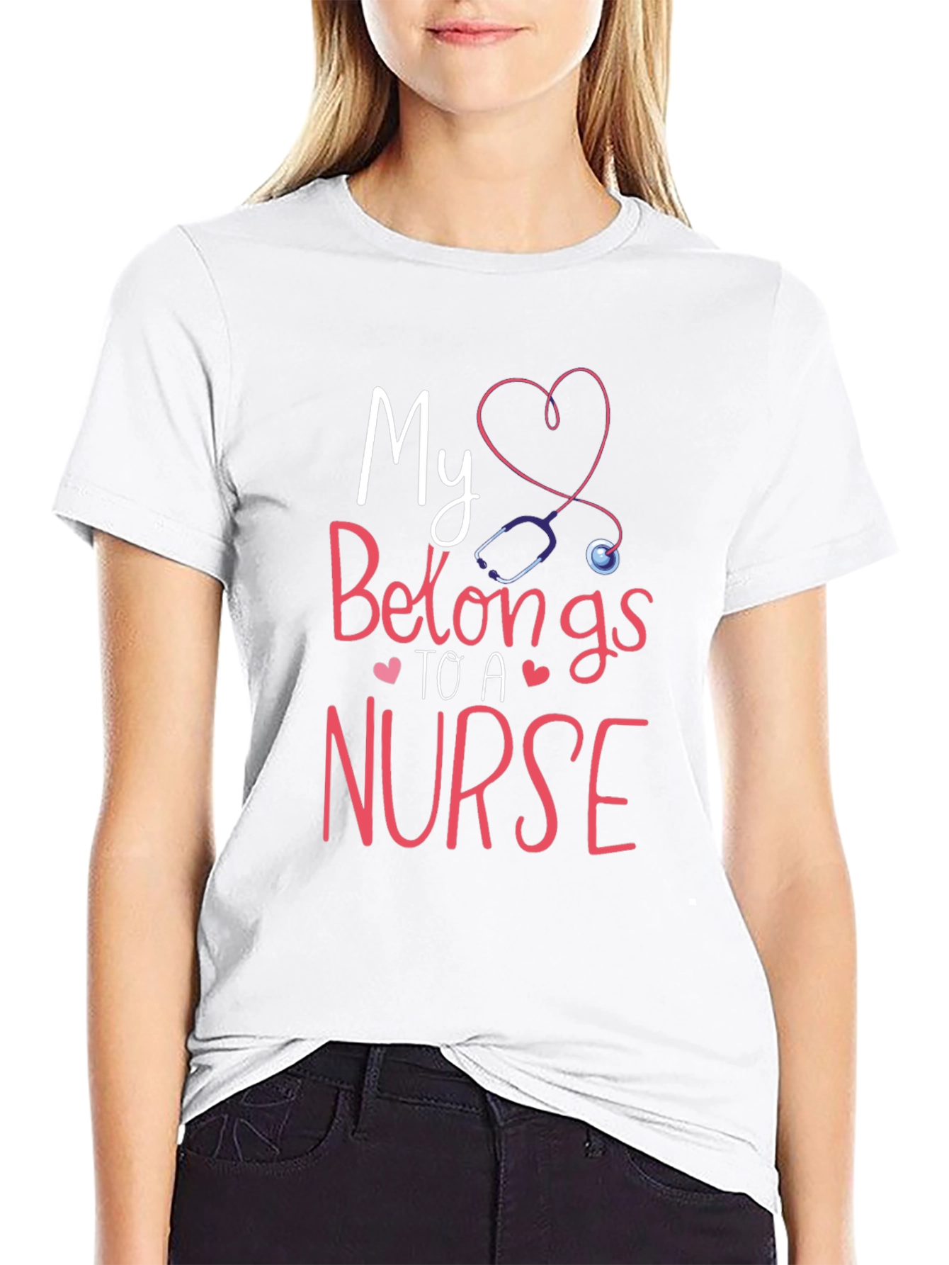 Black My Heart Belongs To A Nurse T-Shirt view 9