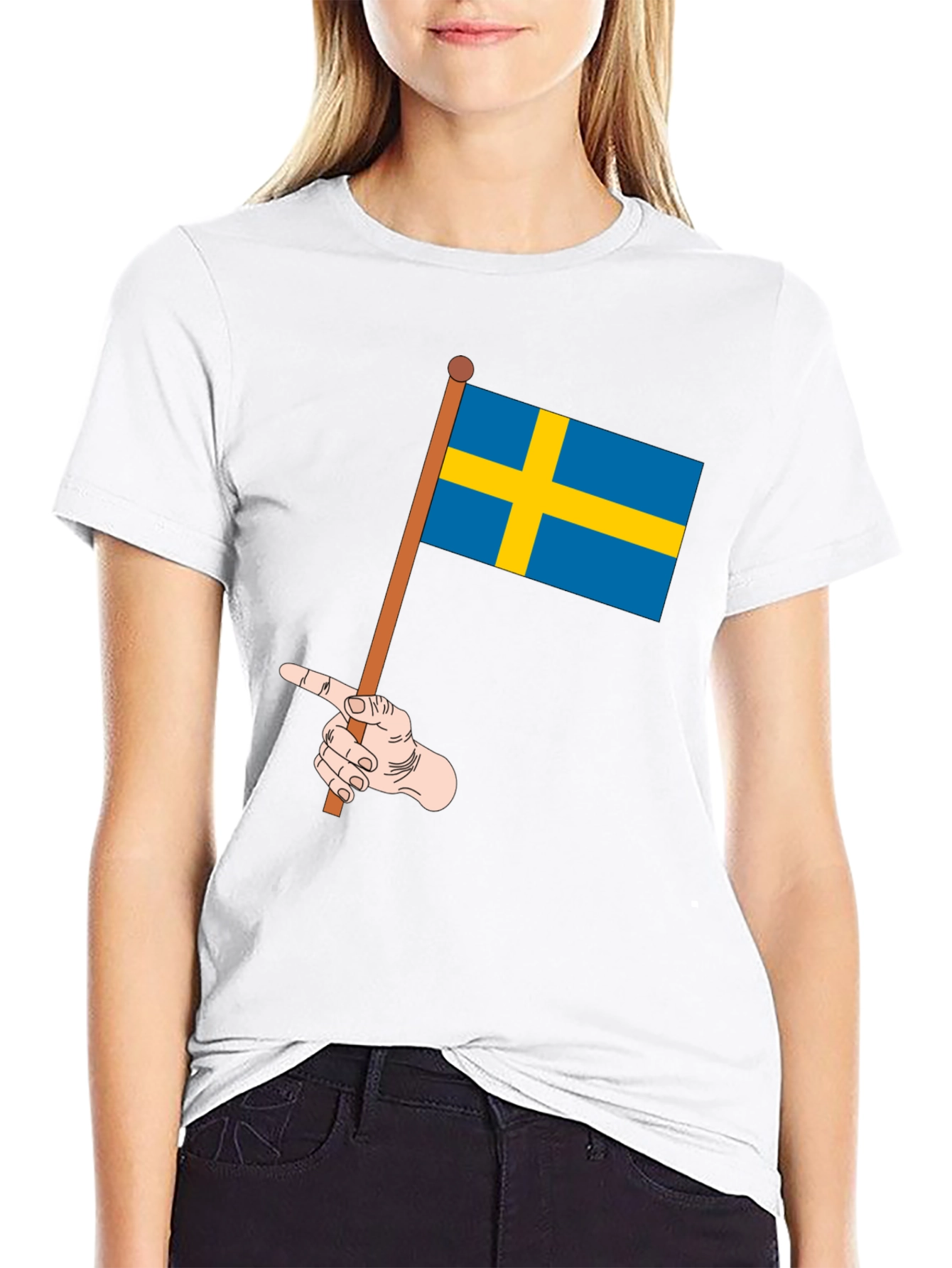 Black Sweden Flag Graphic Tee - Novelty T-Shirt view 9