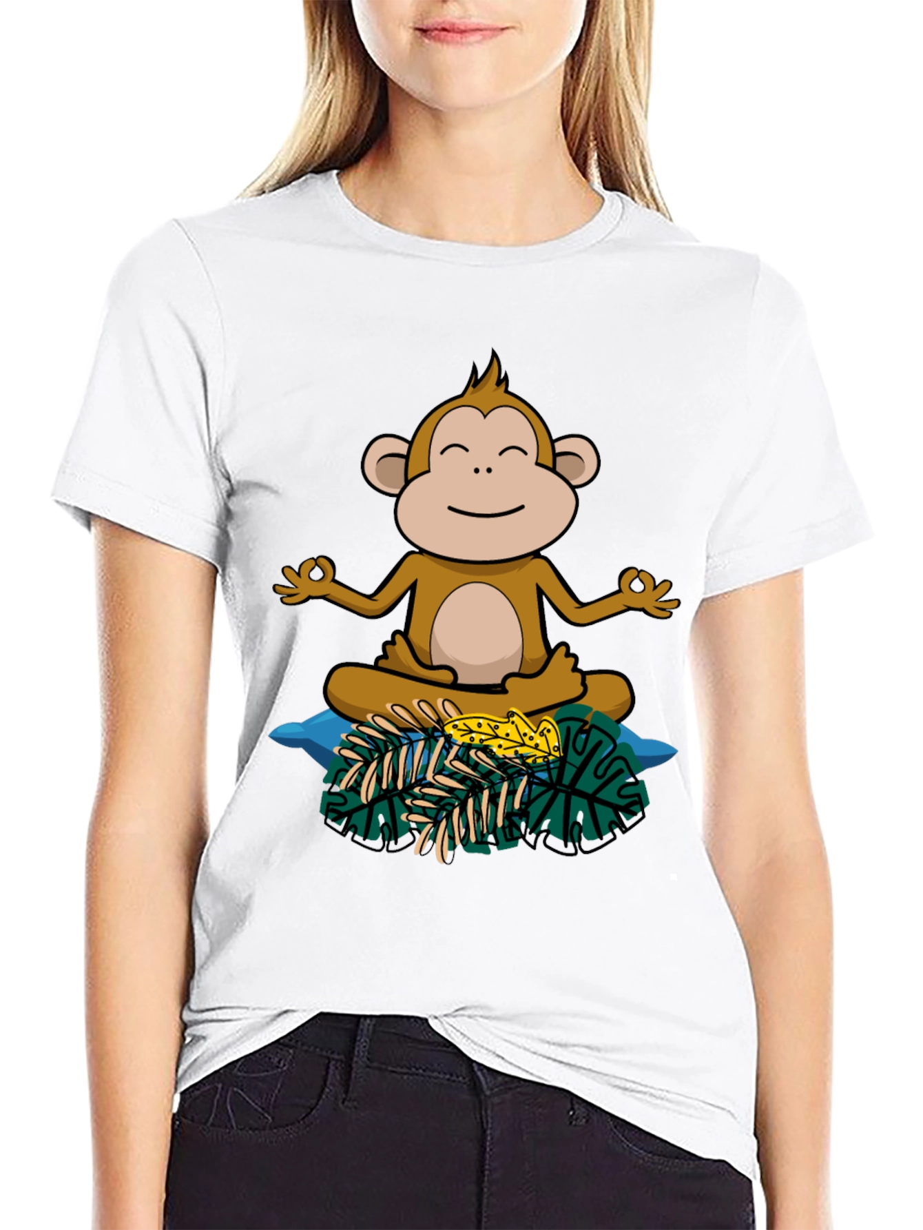 Black Zen Monkey Graphic Tee - Relaxed Fit Cotton Shirt view 9