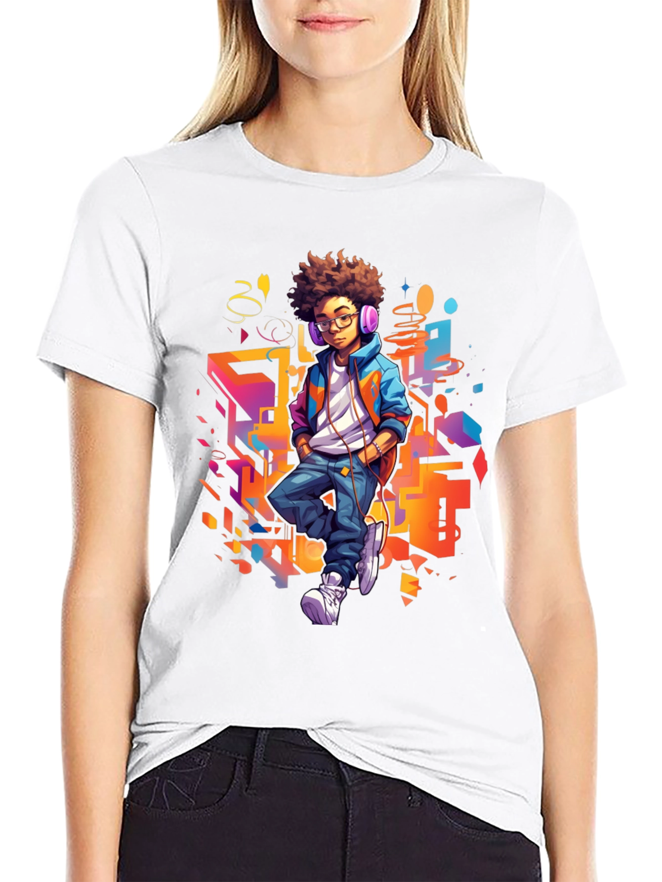 Black Urban Kid Graphic Tee - Cool Youthful Style view 9
