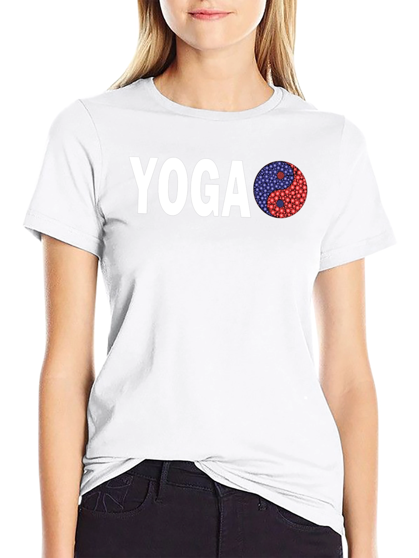Black Yoga Yin Yang Graphic Tee - Black view 9