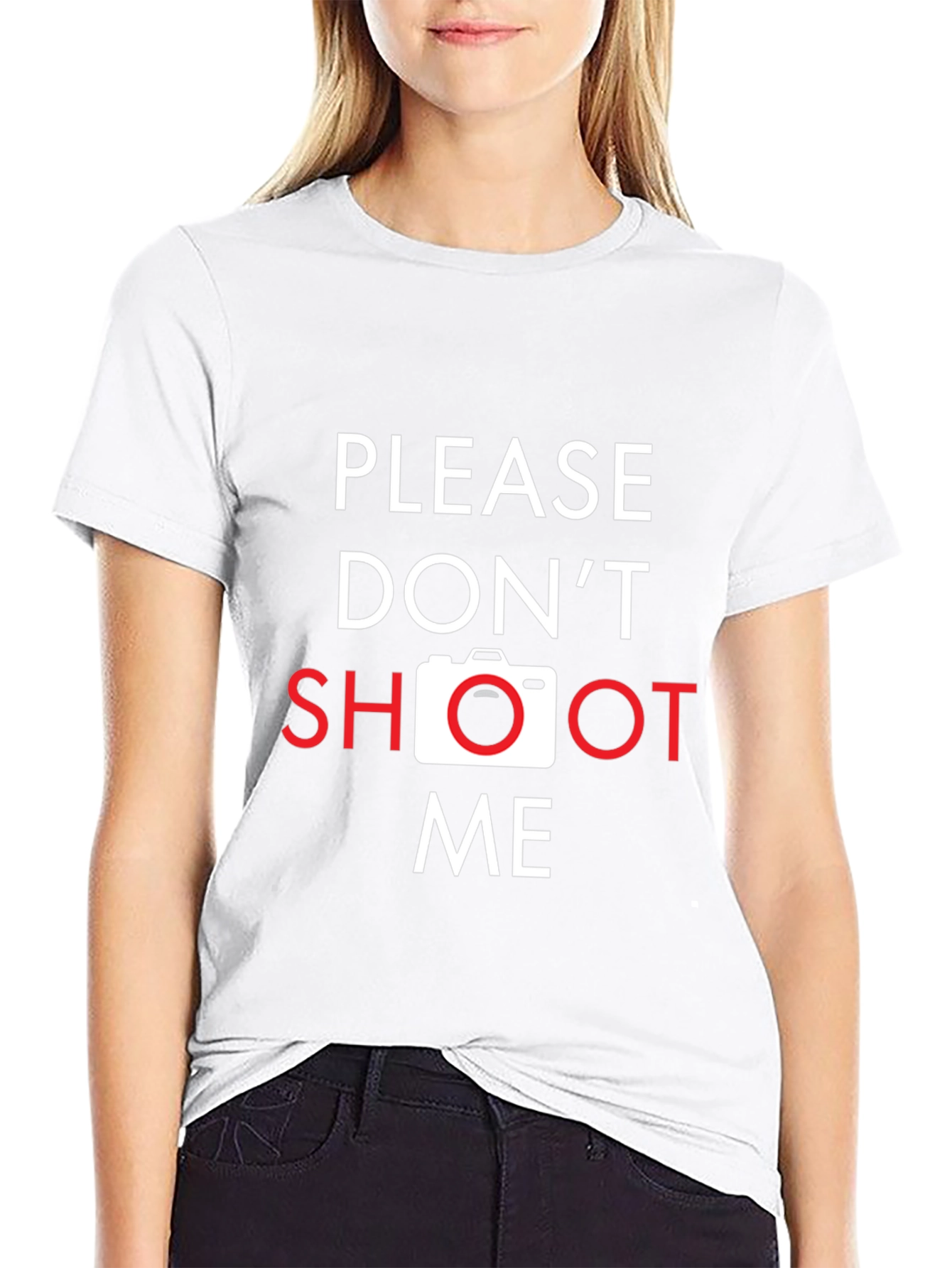 Black Please Don't Shoot Me Camera Graphic T-Shirt view 9
