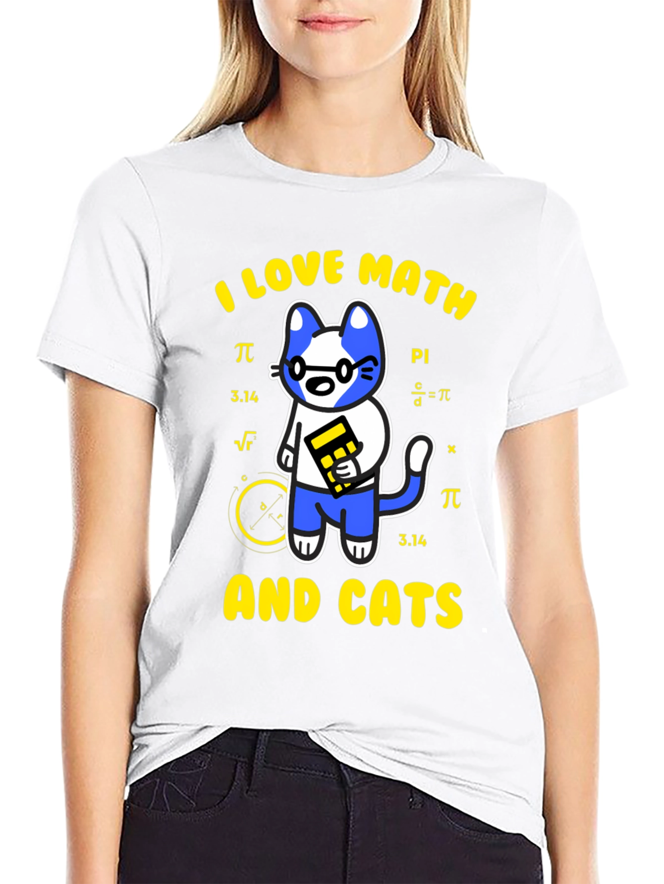 Black I Love Math and Cats T-Shirt Funny Geek Nerd Tee view 9