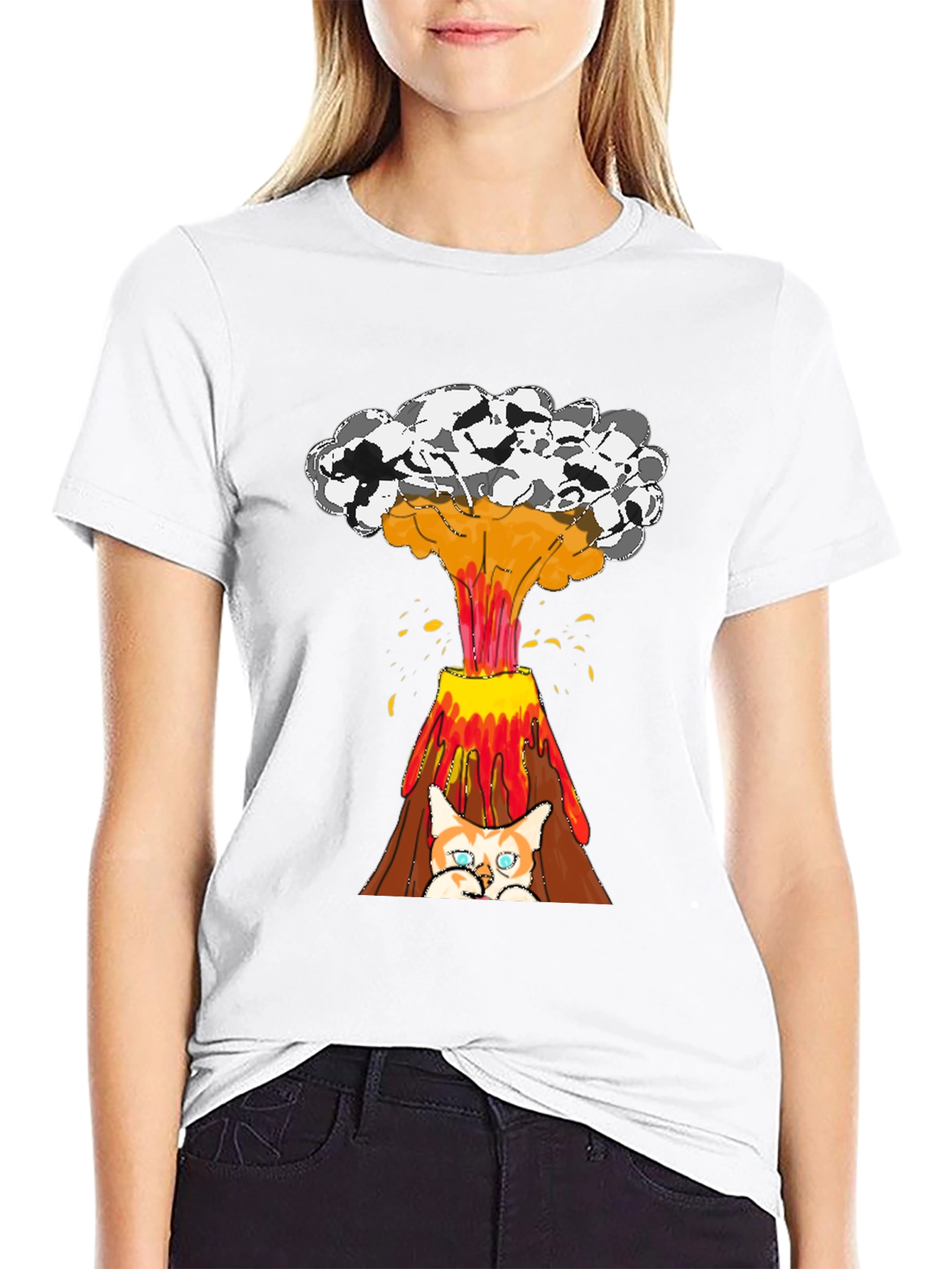 Black Cat Volcano T-Shirt - Explosive Style view 9