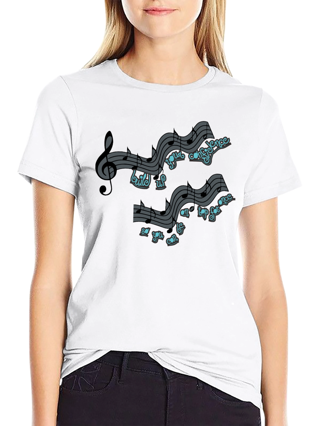 Black Musical Note Motivational Quote T-Shirt view 9