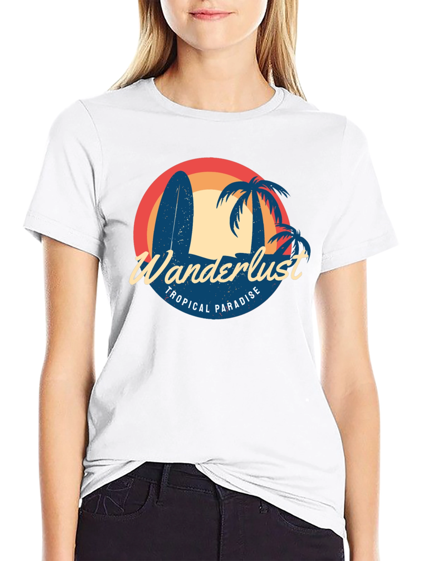 Black Wanderlust Tropical Paradise Graphic Tee view 9