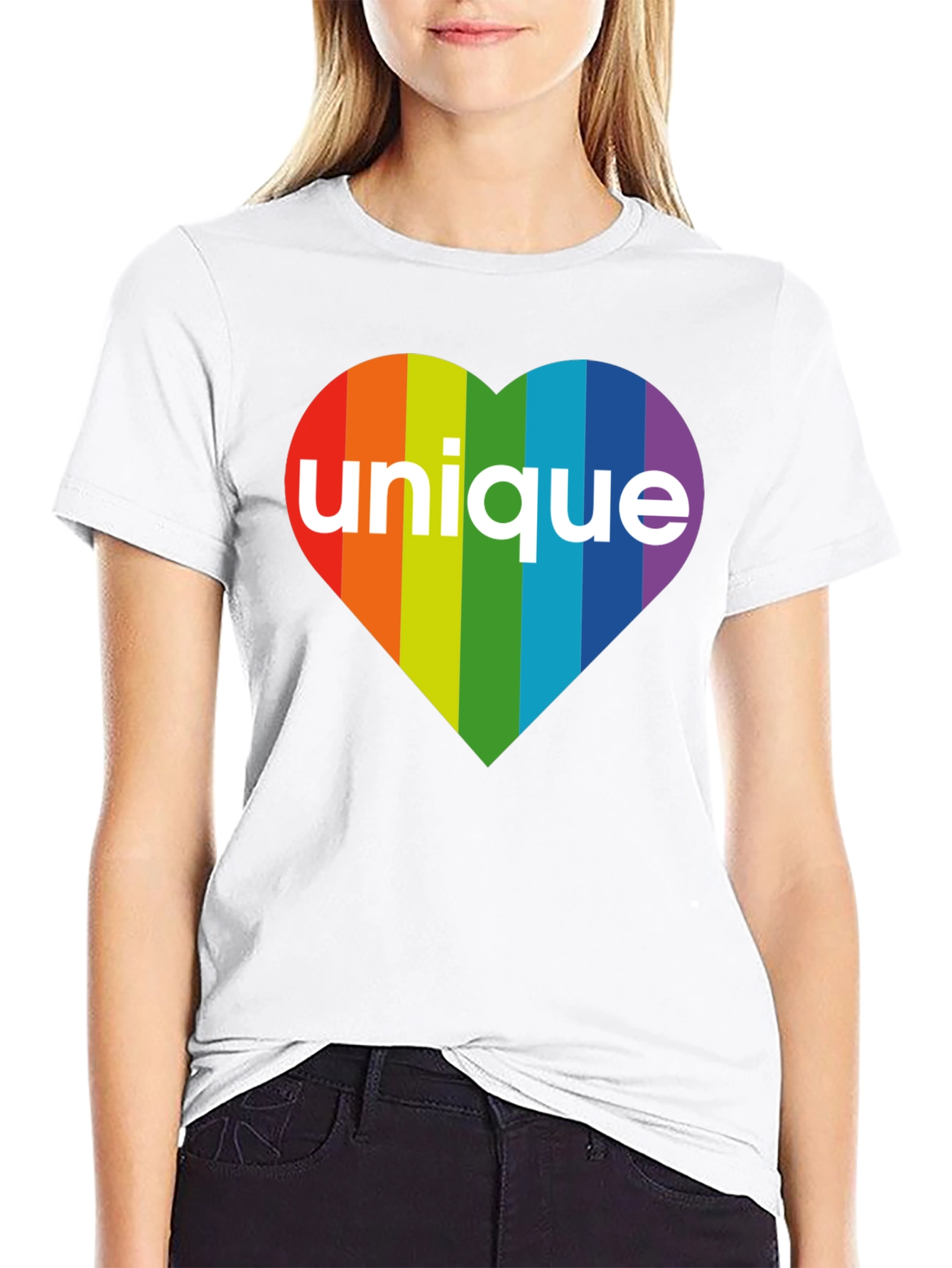 Black Unique Rainbow Heart T-Shirt - Pride Apparel view 9