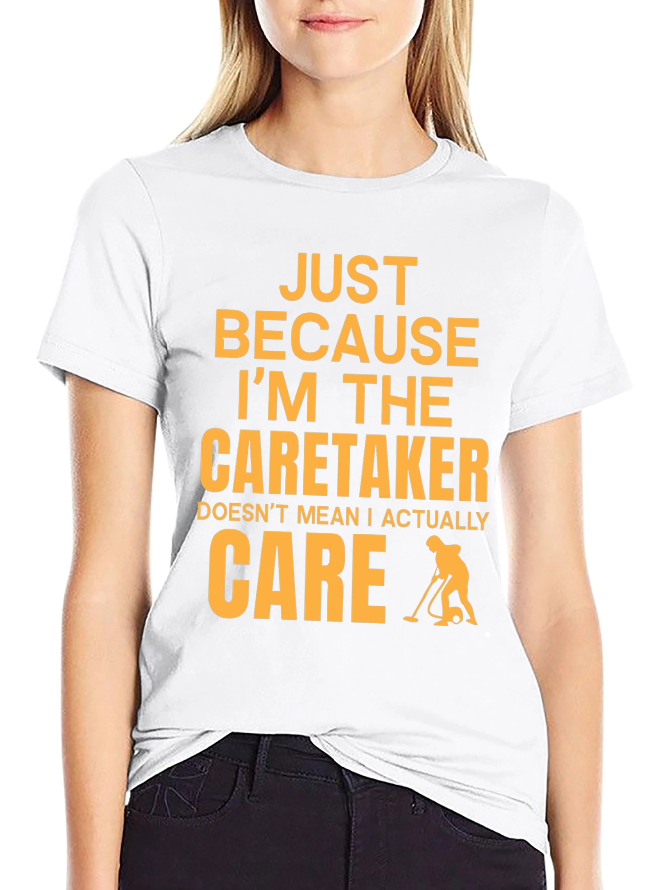 Black Caretaker Humor T-Shirt - I Don't Care! view 9