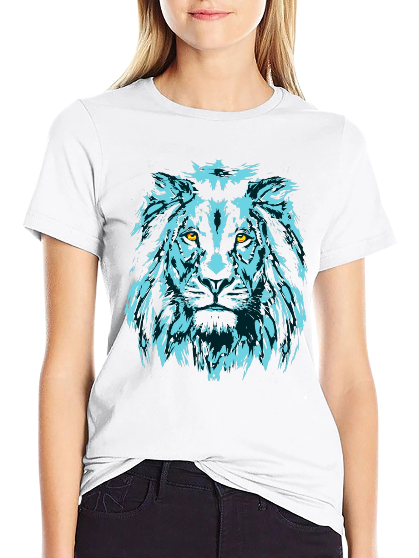 Black Lion Graphic Tee - Black Cotton Crew Neck view 9
