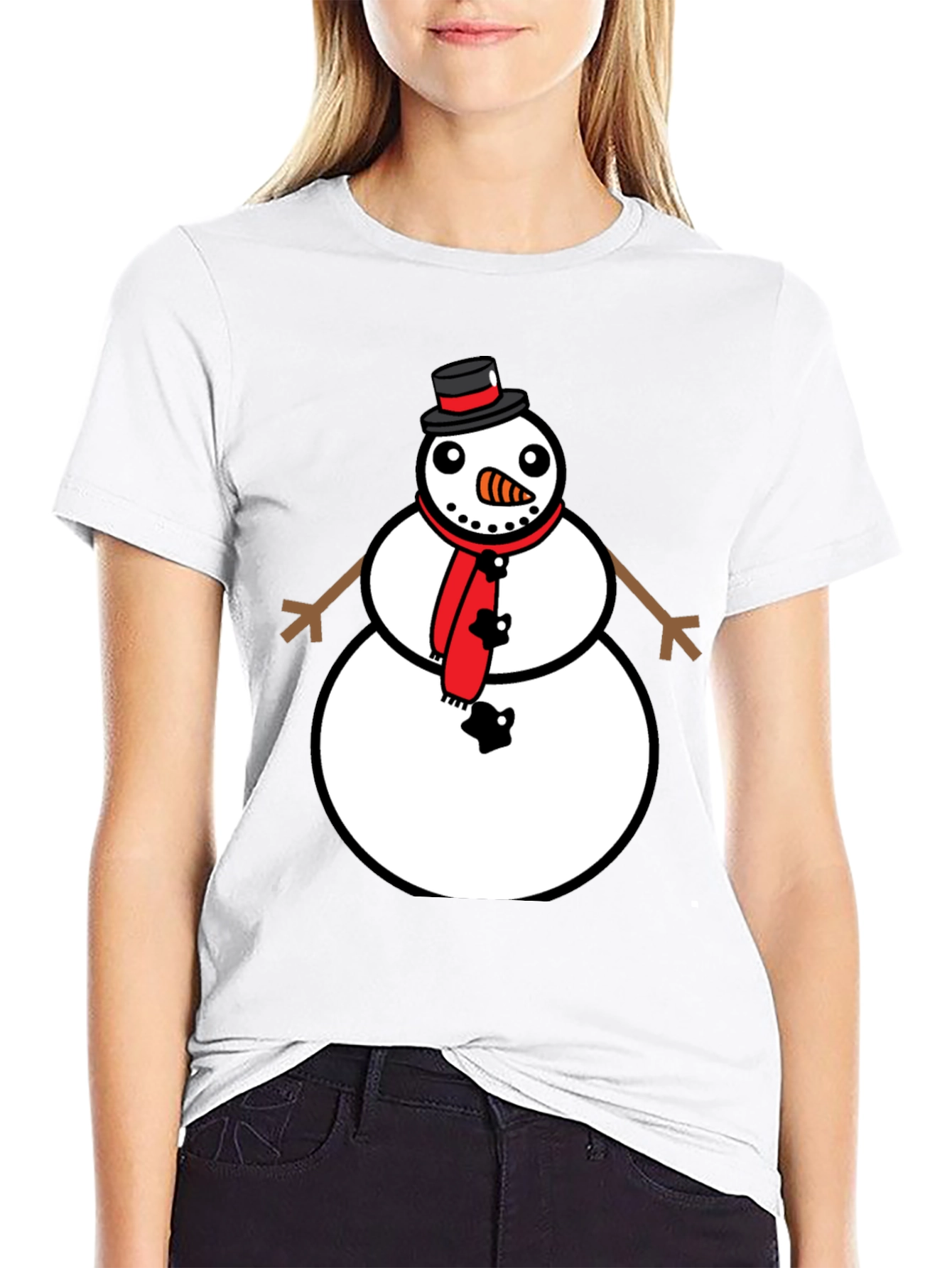 Black Snowman Graphic Tee - Festive Holiday Style view 9