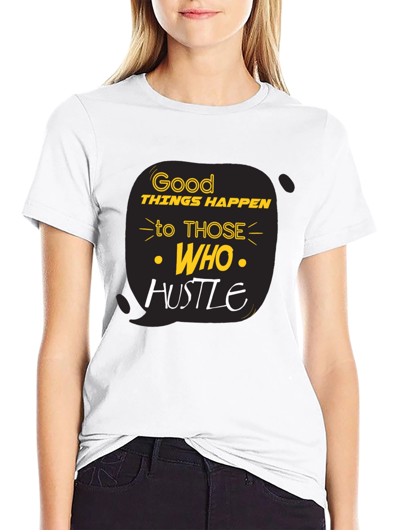 Black Good Things Happen T-Shirt Black Cotton Blend view 9