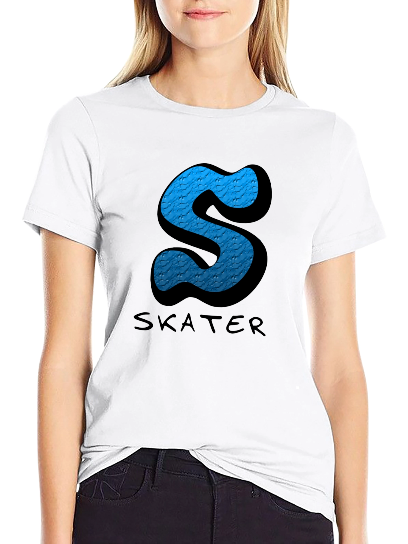 Black Skater S Letter Graphic Black T-Shirt view 9