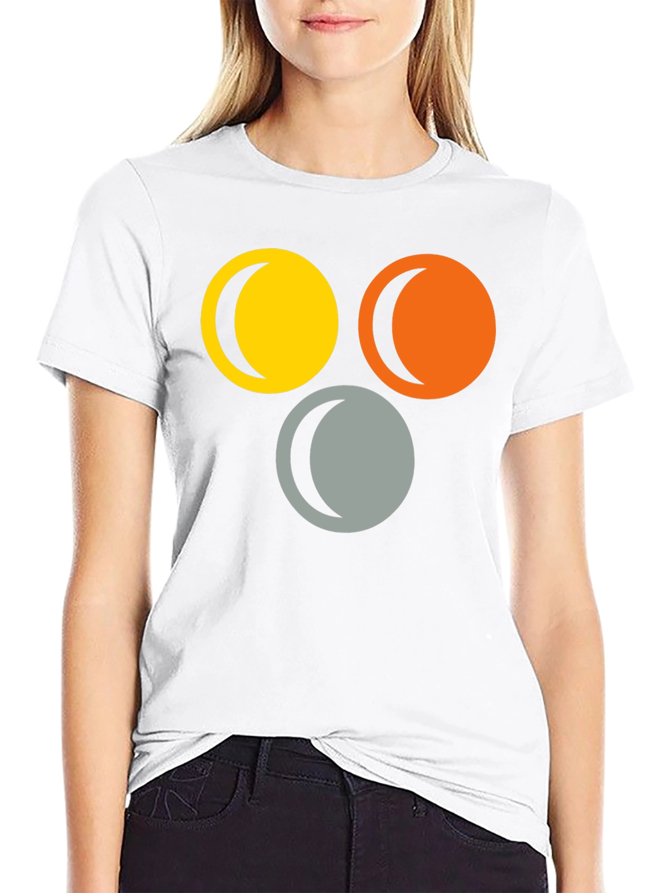 Black Abstract Circle Moon Phase T-Shirt view 9