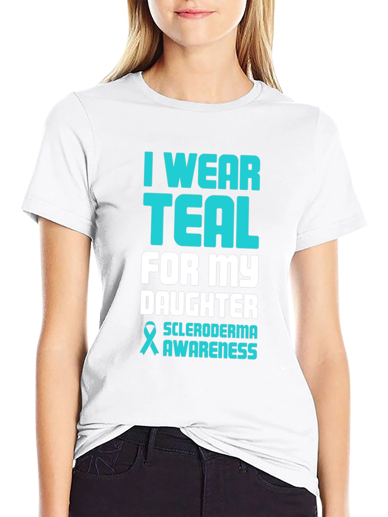 Black Teal Scleroderma Awareness T-Shirt view 9