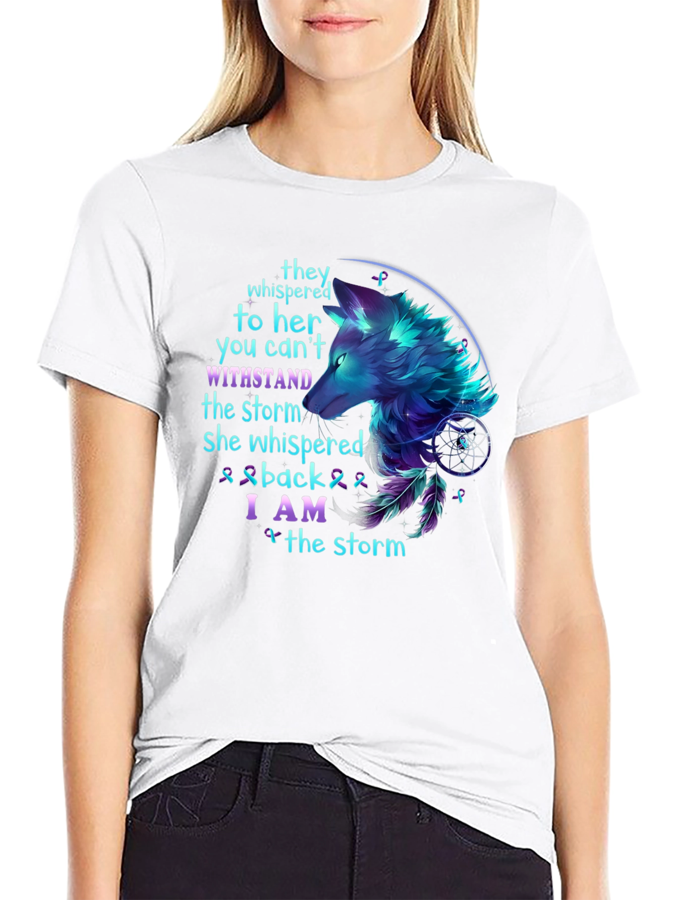 Black Wolf Storm T-Shirt: Stand Strong Graphic Tee view 9