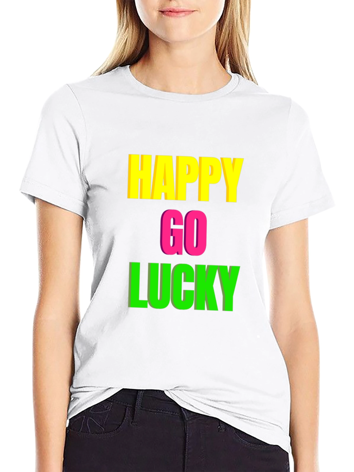 Black Happy Go Lucky Graphic Tee - Black T-Shirt view 9