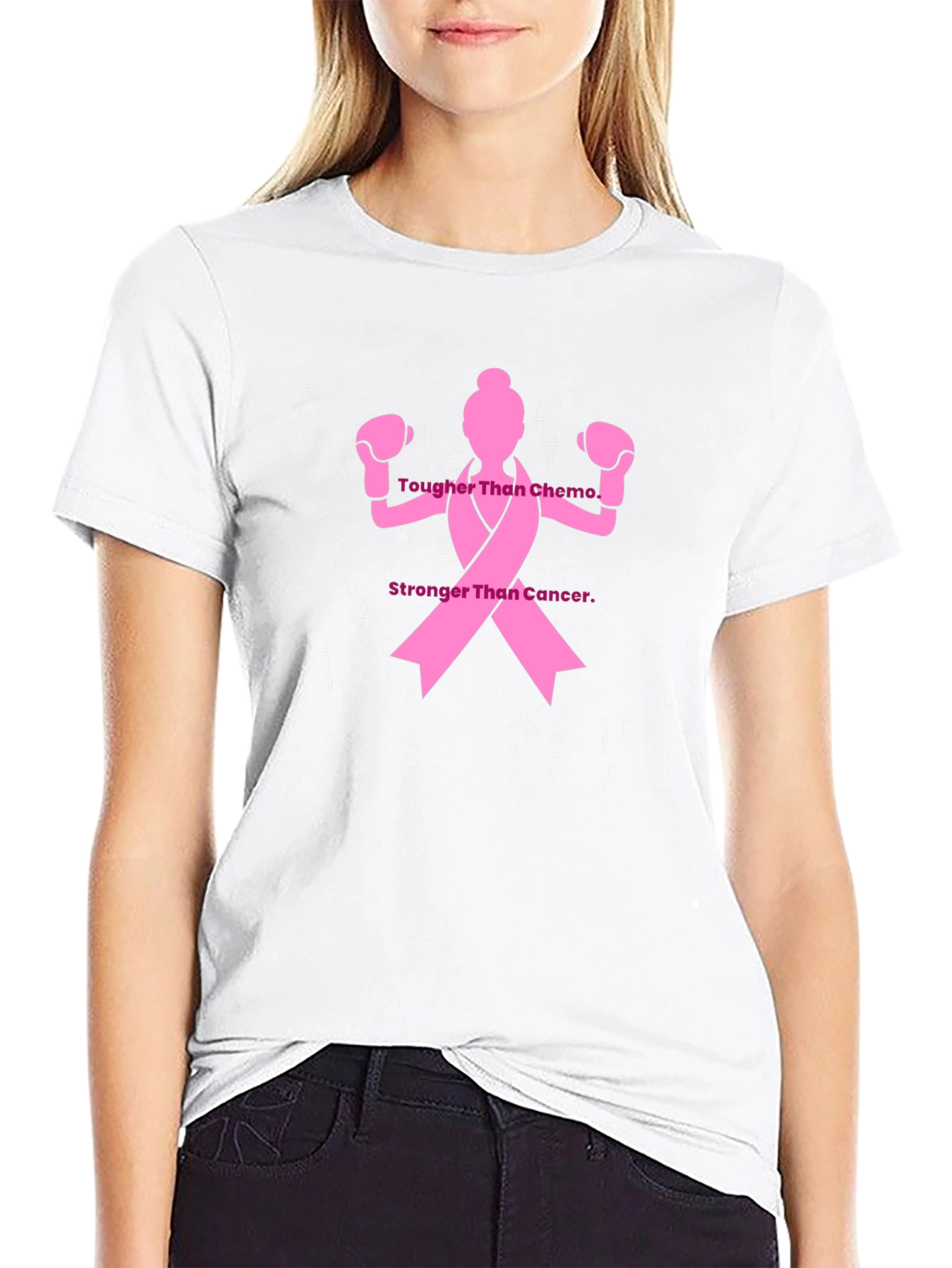 Black Tougher Than Chemo T-Shirt - Cancer Awareness view 9