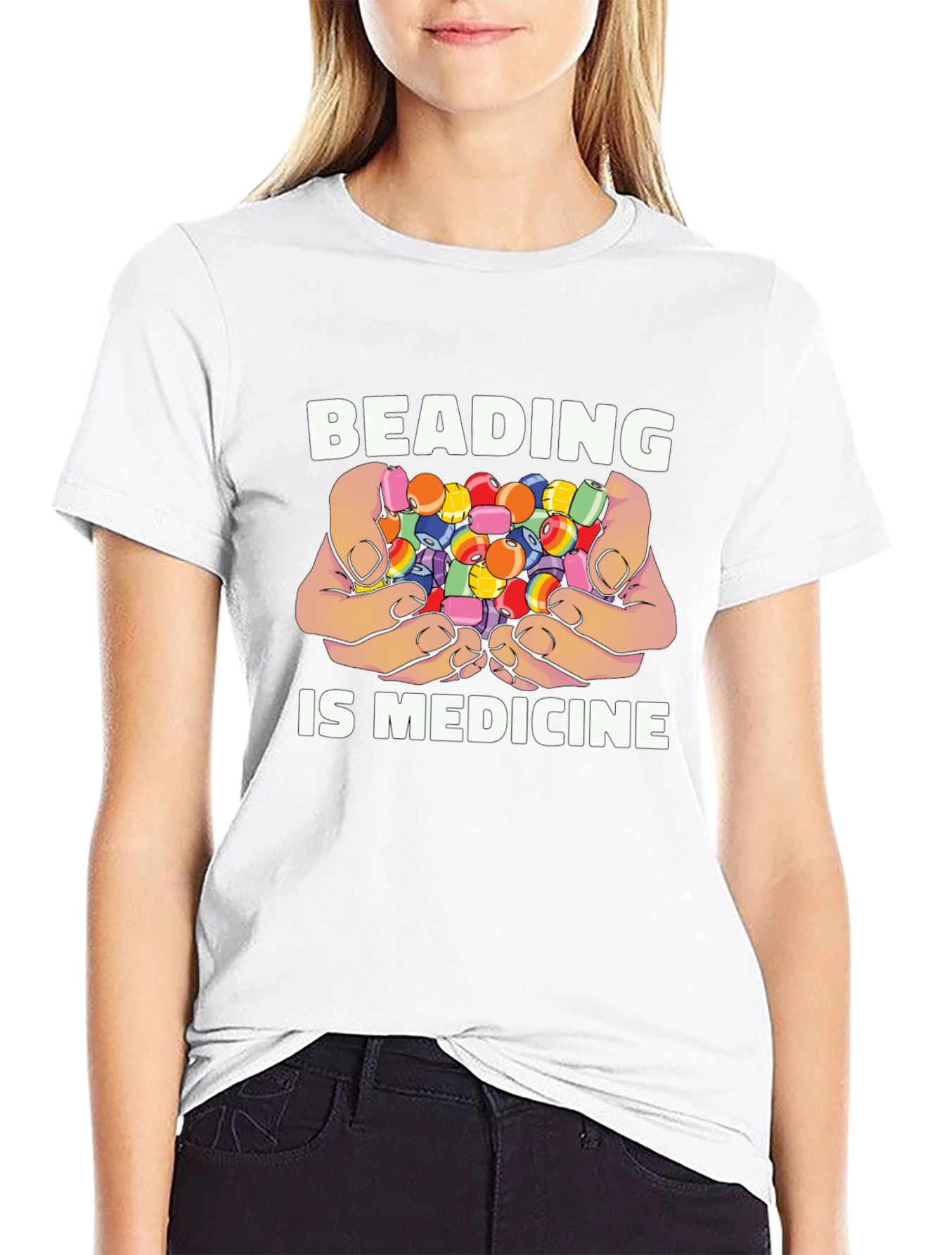 Black Beading is Medicine Black T-Shirt view 9