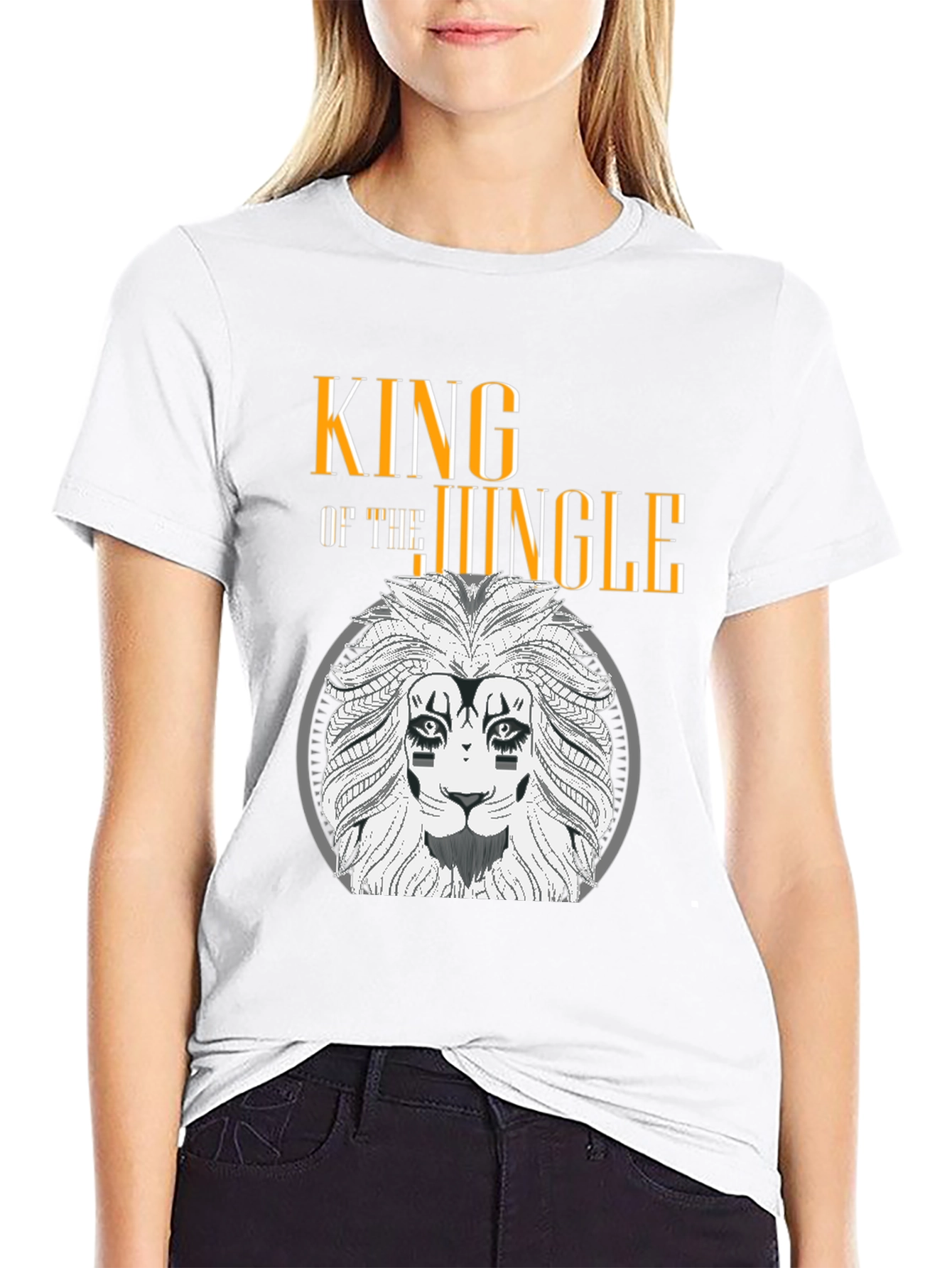 Black King of the Jungle Lion Graphic Tee view 9