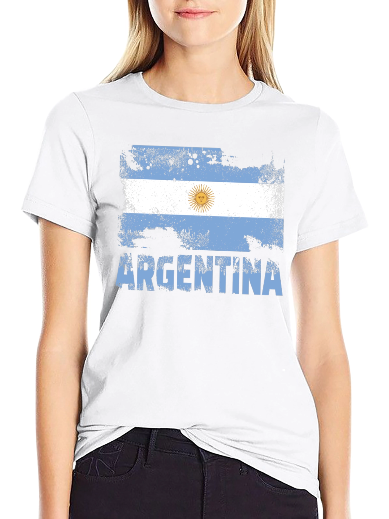 Black Argentina Flag T-Shirt - Distressed Design view 9