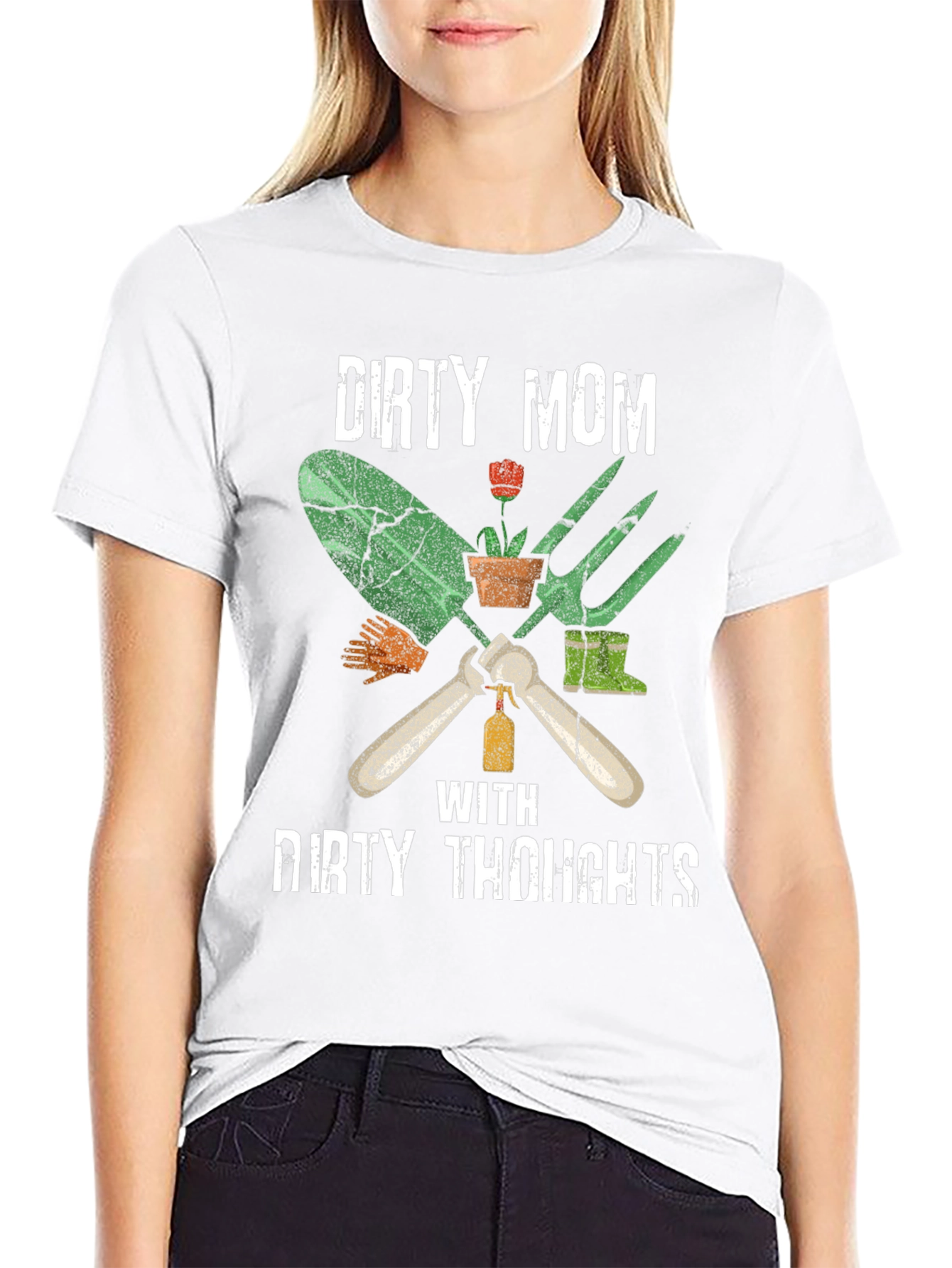Black Dirty Mom T-Shirt: Gardening Humor view 9