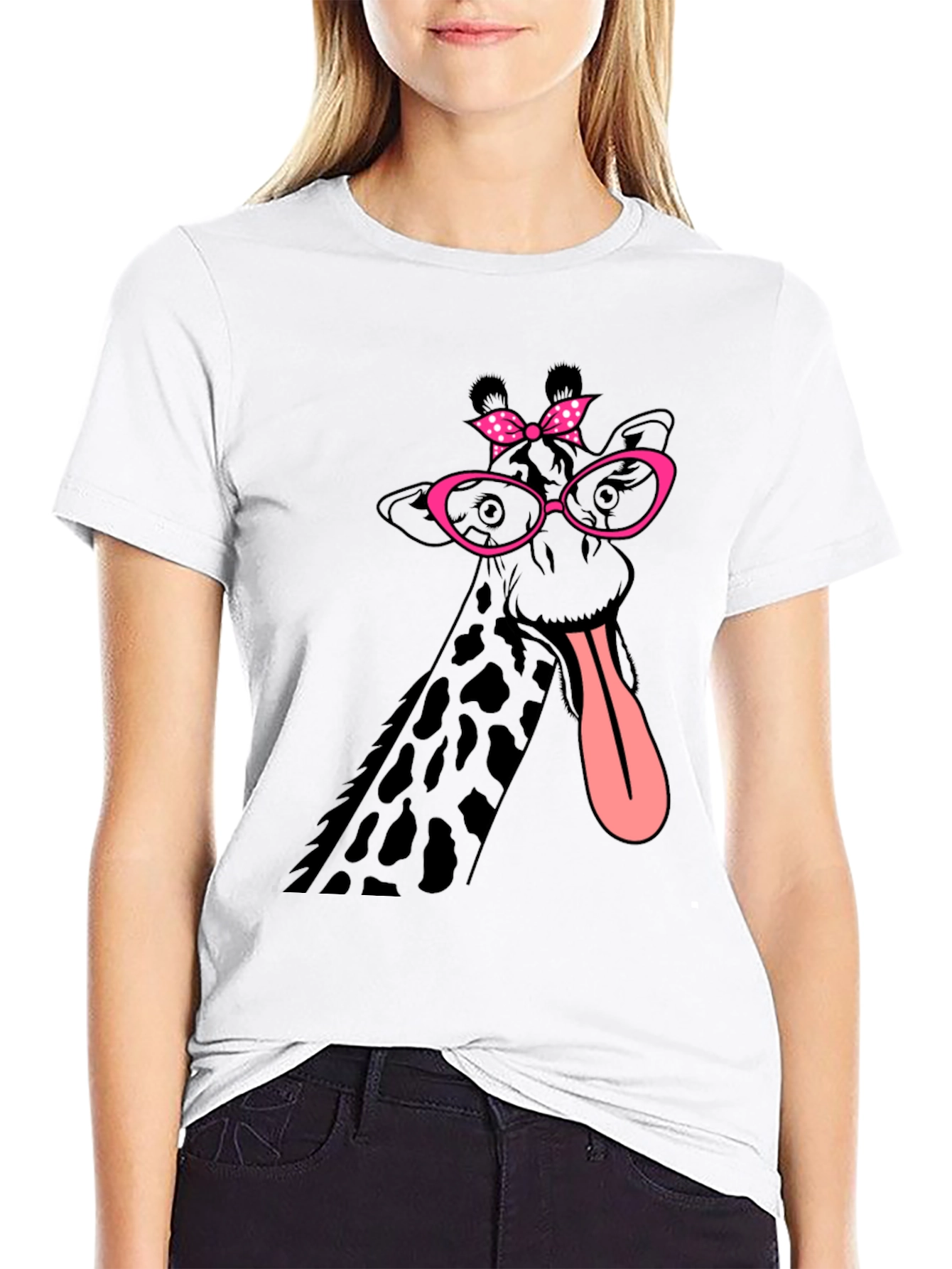 Black Giraffe with Glasses Graphic T-Shirt view 9