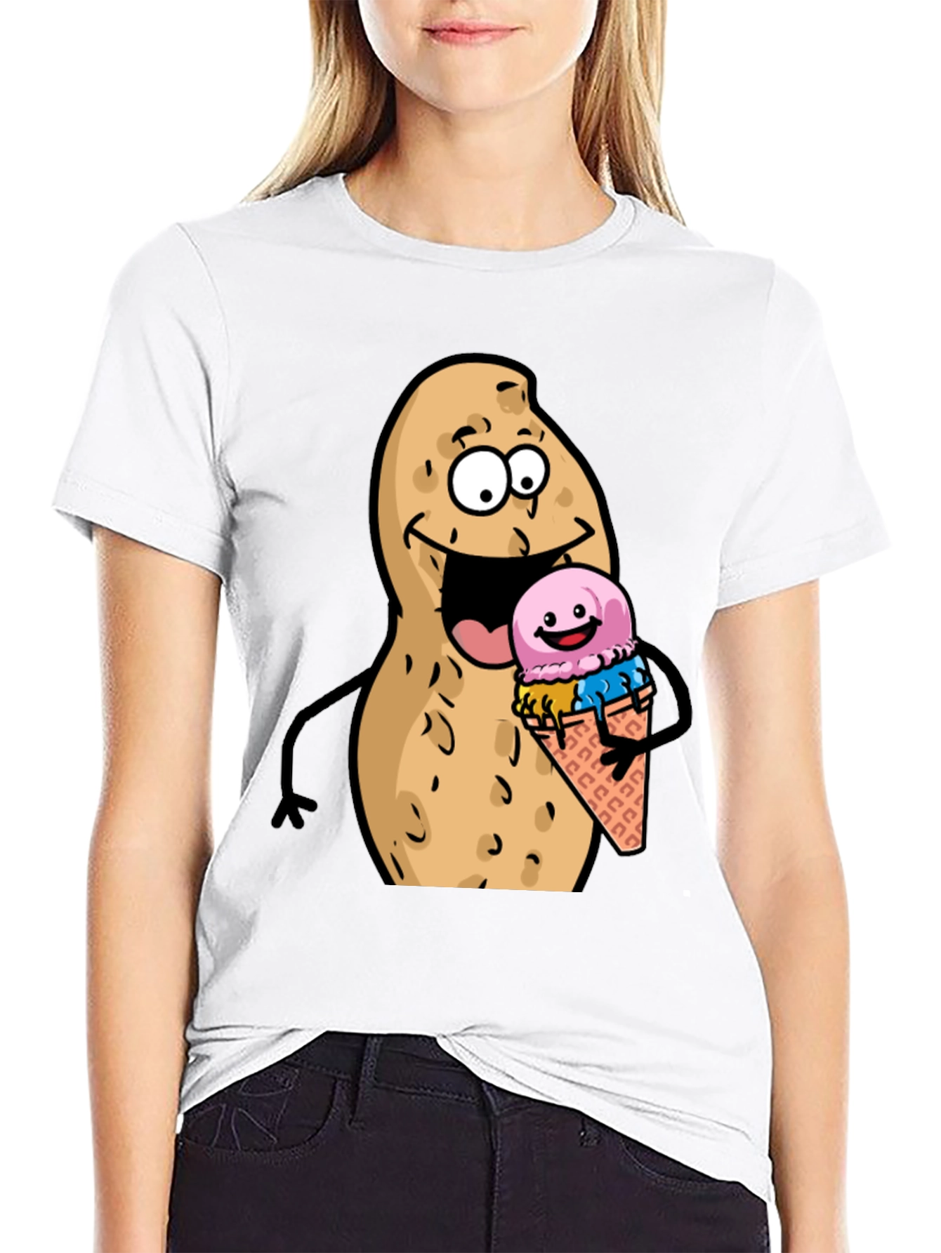Black Funny Peanut Ice Cream Black T-Shirt view 9