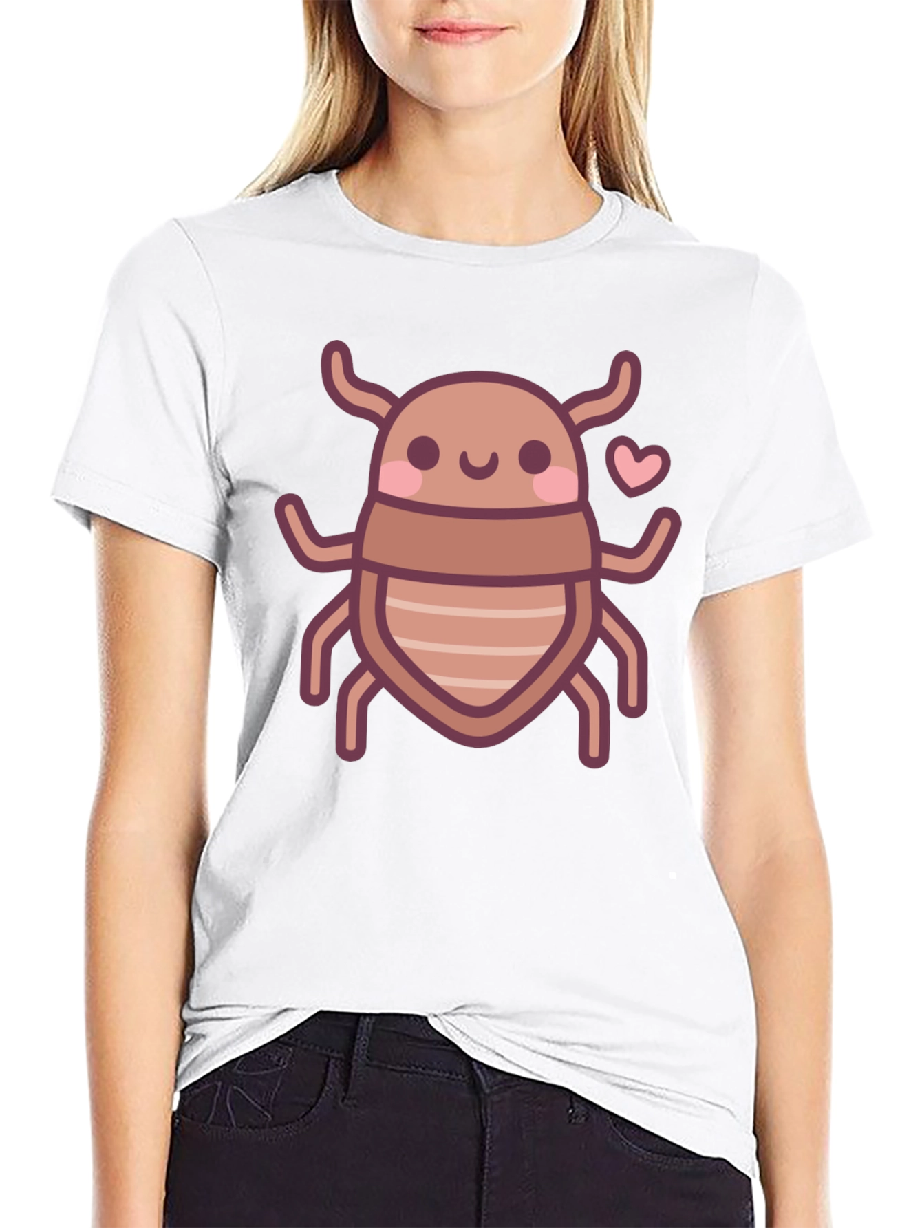 Black Cute Bug Graphic Tee - Black Cotton T-Shirt view 9