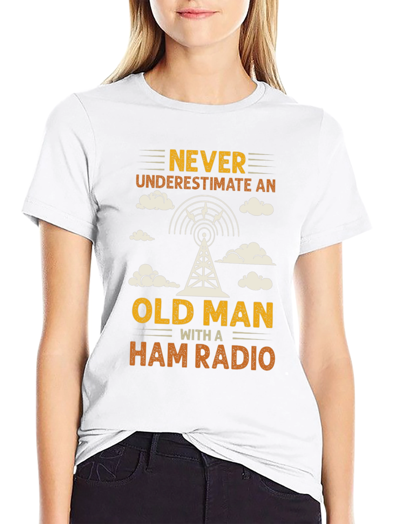 Black Never Underestimate an Old Man with a Ham Radio T-Shirt view 9