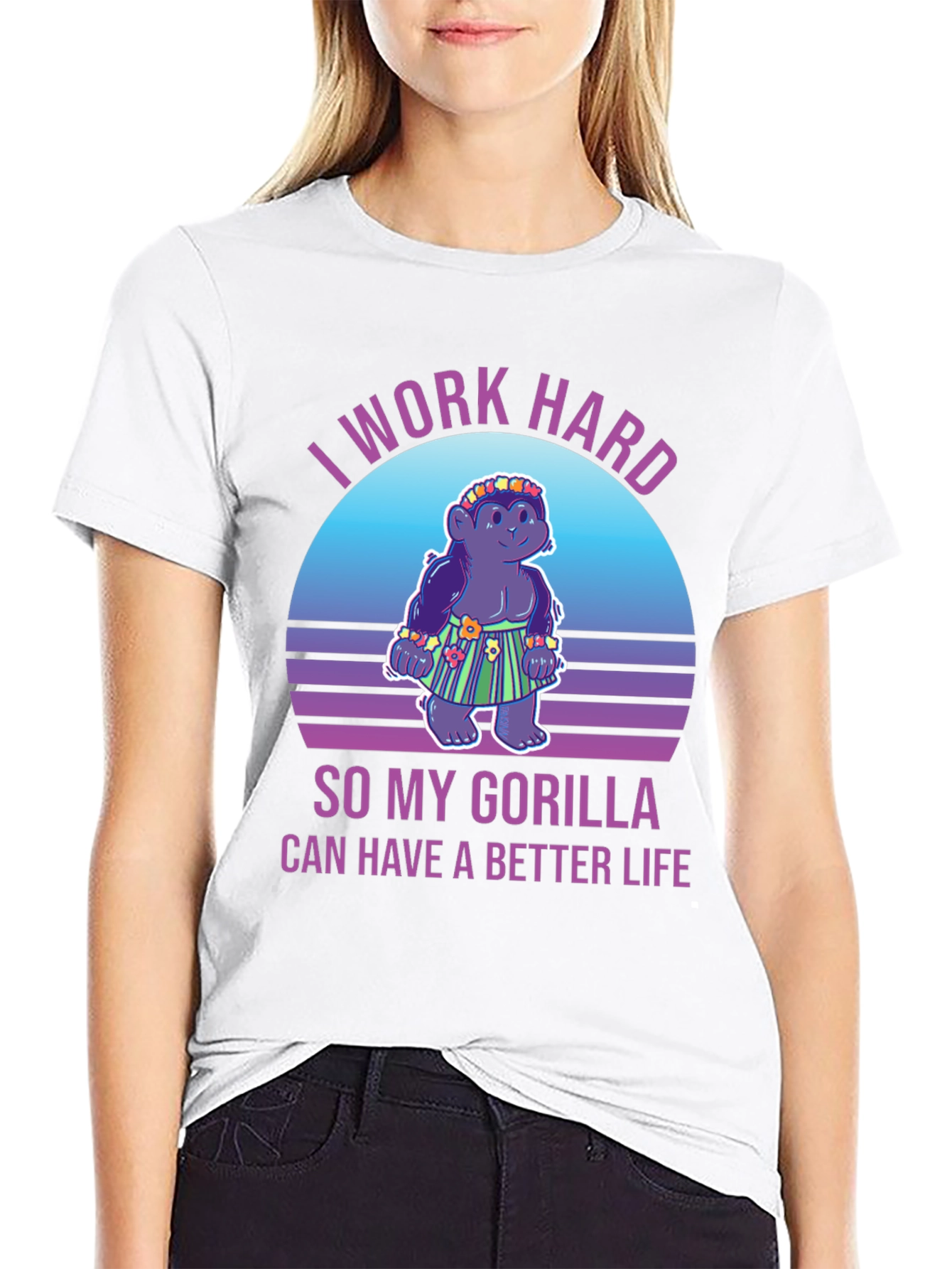 Black I Work Hard for My Gorilla T-Shirt view 9
