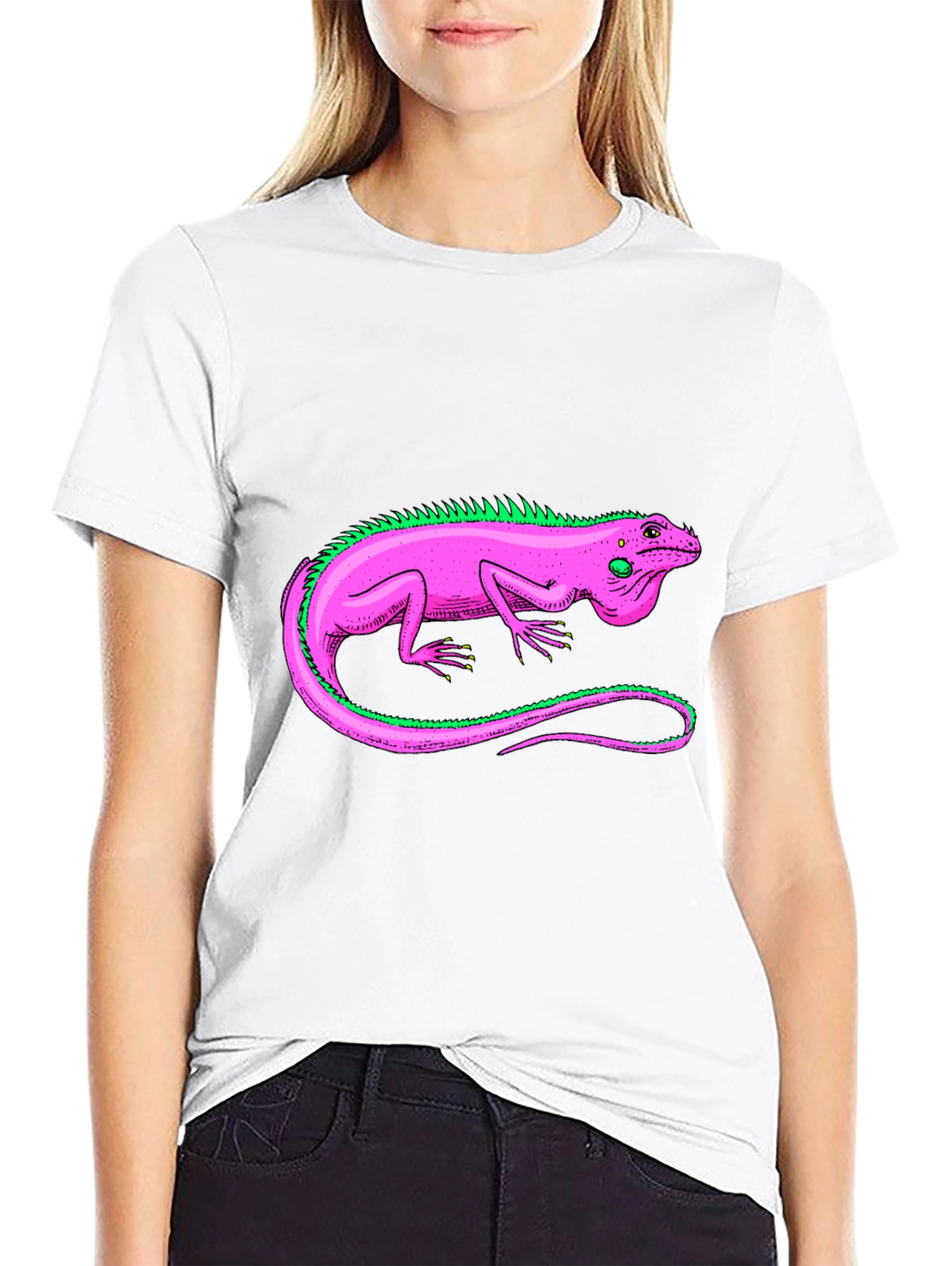 Black Iguana Graphic Tee - Stylish Reptile Design T-Shirt view 9